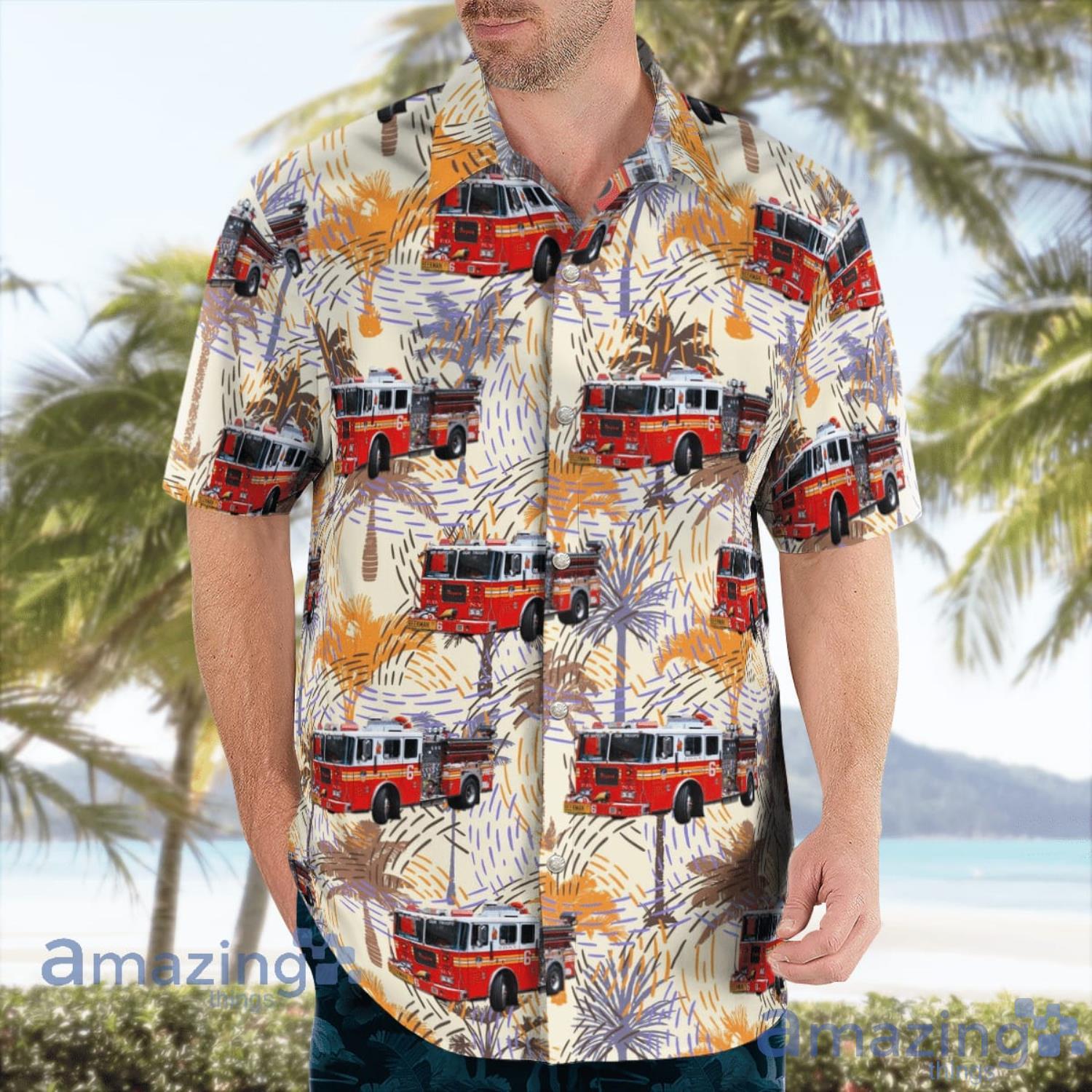 Manhattan New York FDNY Engine 6 Beekman Street Tigers Gift For Summer Hawaiian Shirt image Manhattan New York FDNY Engine 6 Beekman Street Tigers Gift For Summer Hawaiian Shirt Product Photo 3