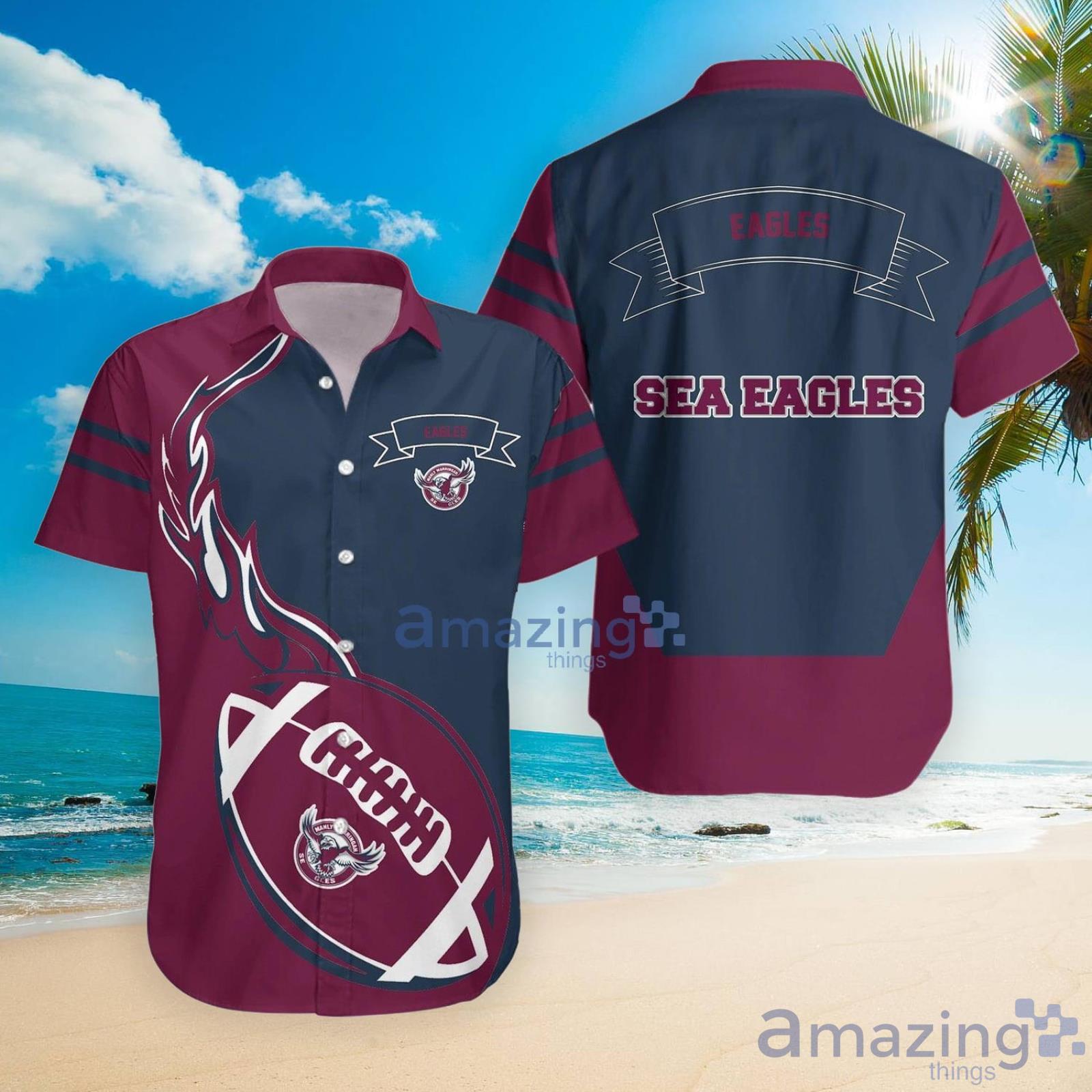 Manly Warringah Sea Eagles Nrl Flame Ball Hawaiian Shirt For Fans image Manly Warringah Sea Eagles Nrl Flame Ball Hawaiian Shirt For Fans Product Photo 4