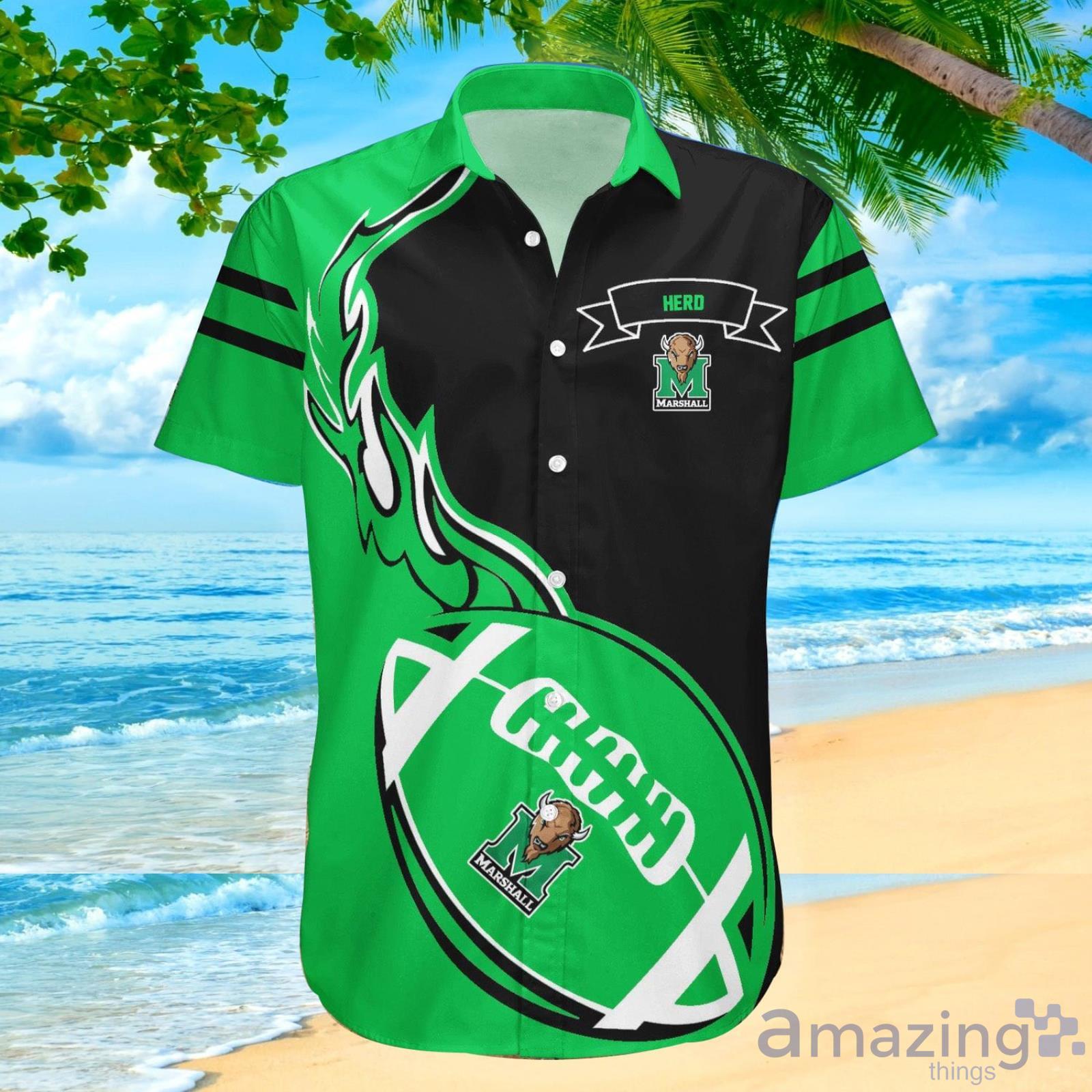 Marshall Thundering Herd Ncaa Flame Ball Hawaiian Shirt For Fans Product Photo 1
