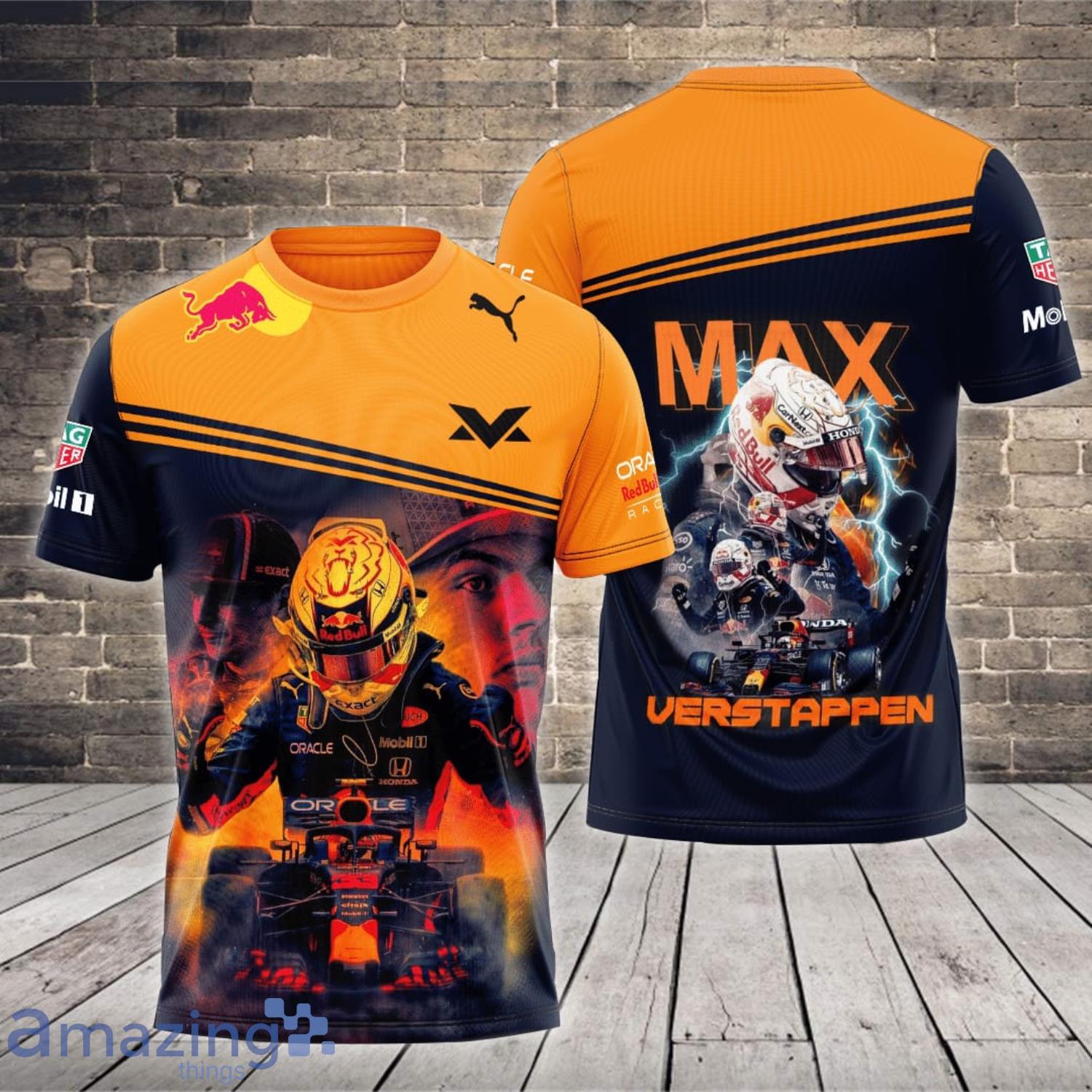 Max Verstapen Red Bull F1 Racing Puma Navy All Over Print 3D T