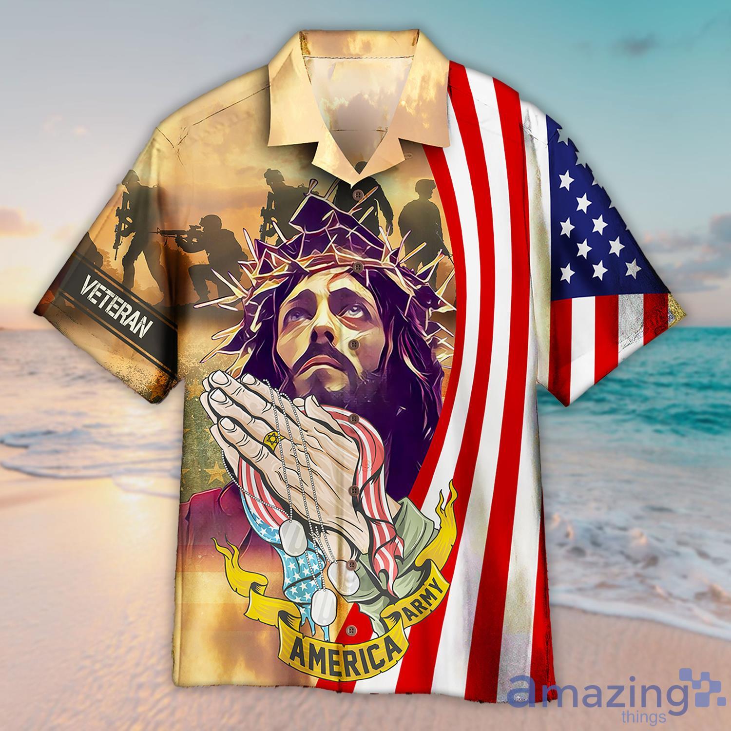 Memorial Day Jesus Bless For American Veteran Hawaiian Shirt - Unisex Memorial Day Jesus Bless For American Veteran Hawaiian Shirt, Aloha Hawaiian Shirts Fullsize, Short Sleeve Hawaiian Aloha Shirt_2