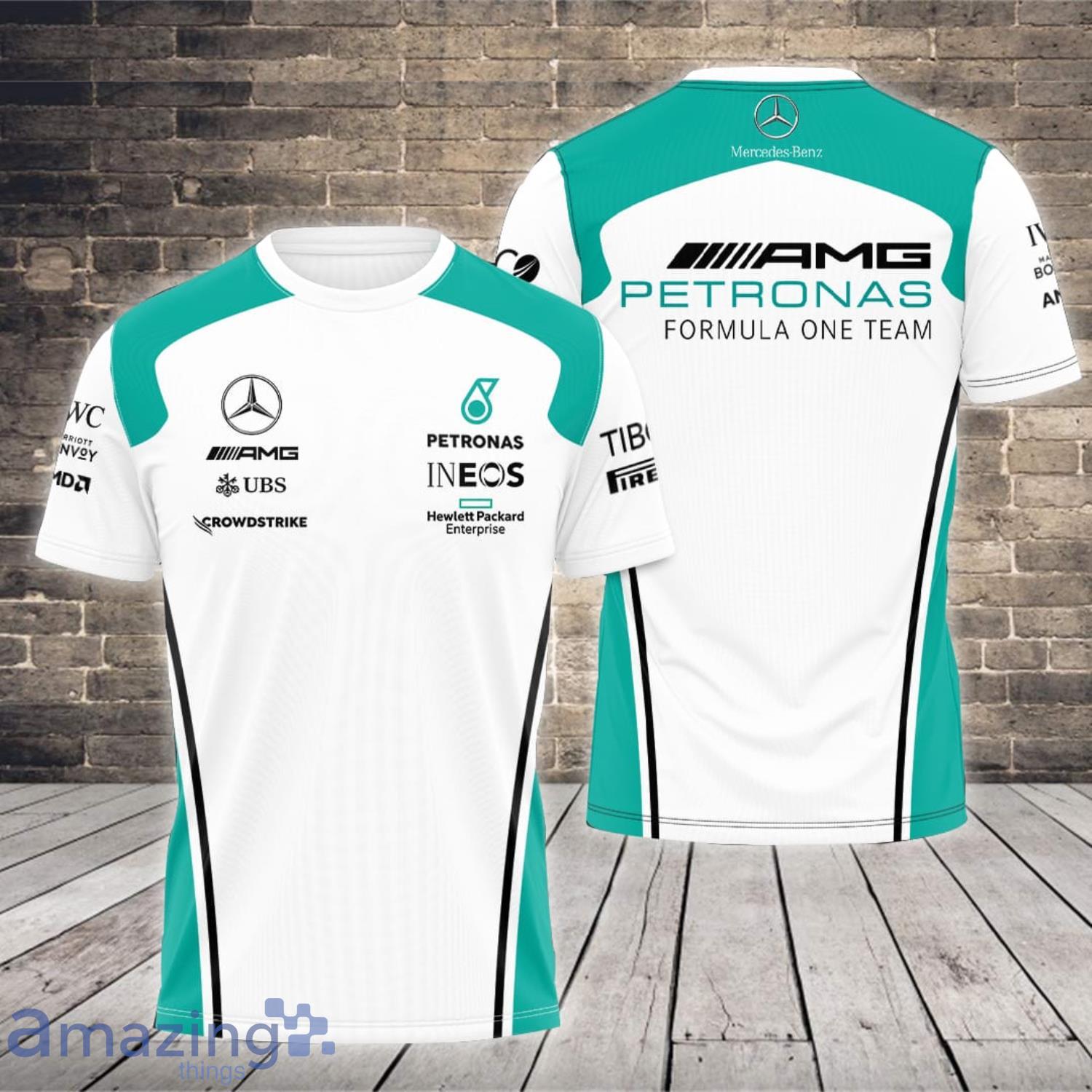 Mercedes AMG Petronas F1 Team HP TIBC White All Over Print 3D T-Shirt Product Photo 1