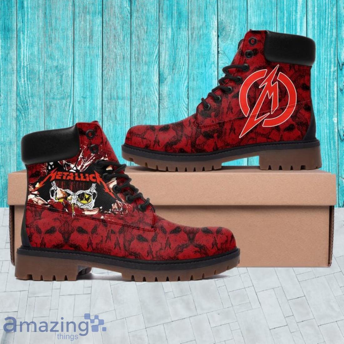 Metalica Band Red Black Form Timboots 2023 Trending Shoes Product Photo 1