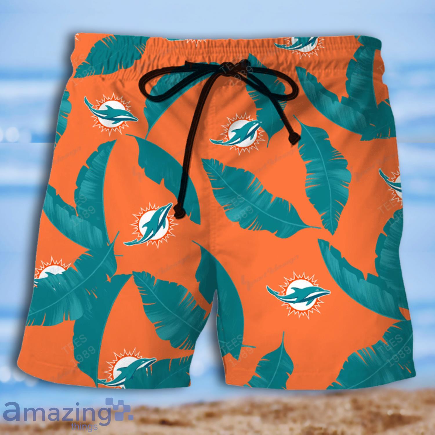Miami Dolphins Banana Leave Tropical Pattern Hawaiian Shirt And Short Product Photo 1