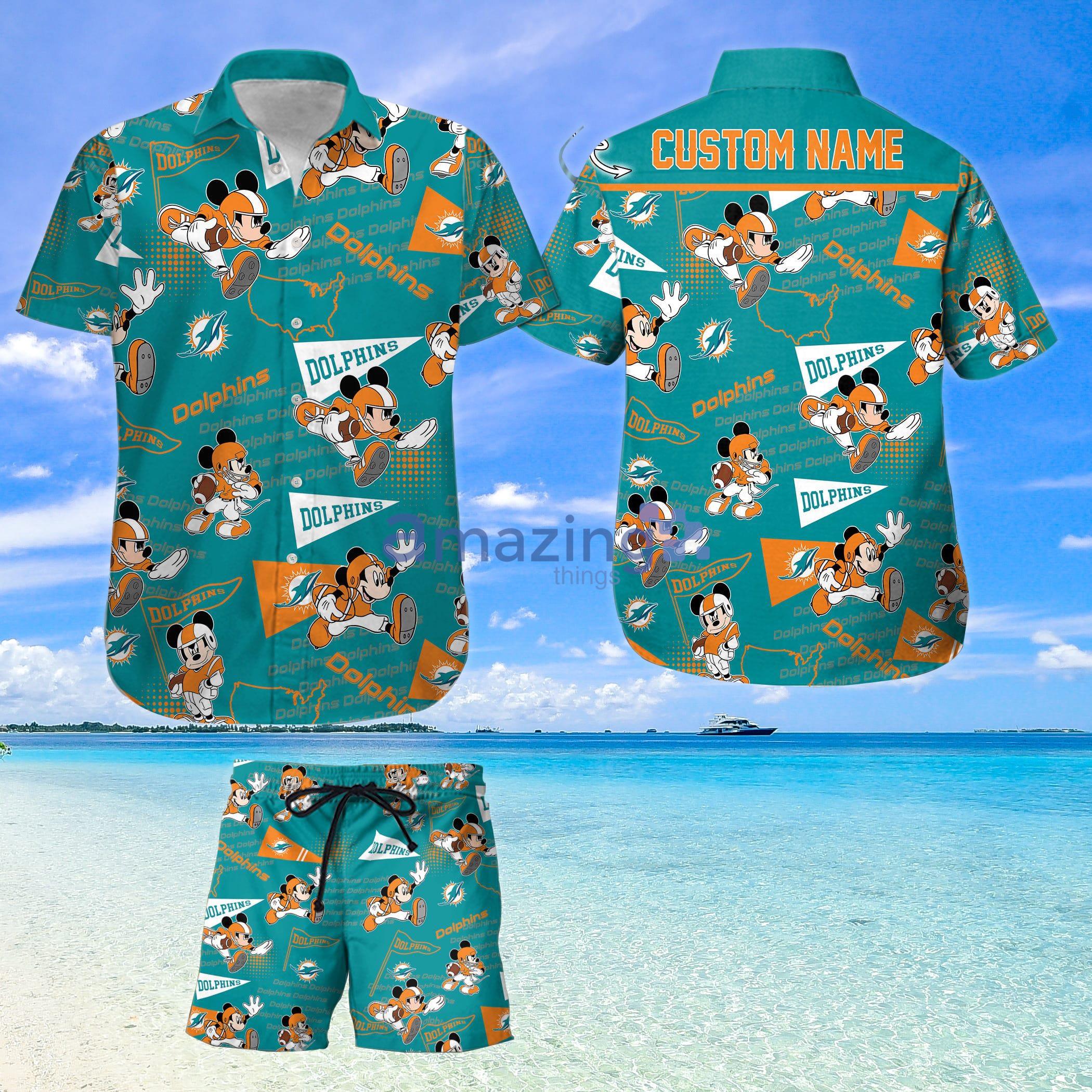 Miami Dolphins Mickey Lover Custom Name For Fans Hawaiian Shirt And Shorts Product Photo 1