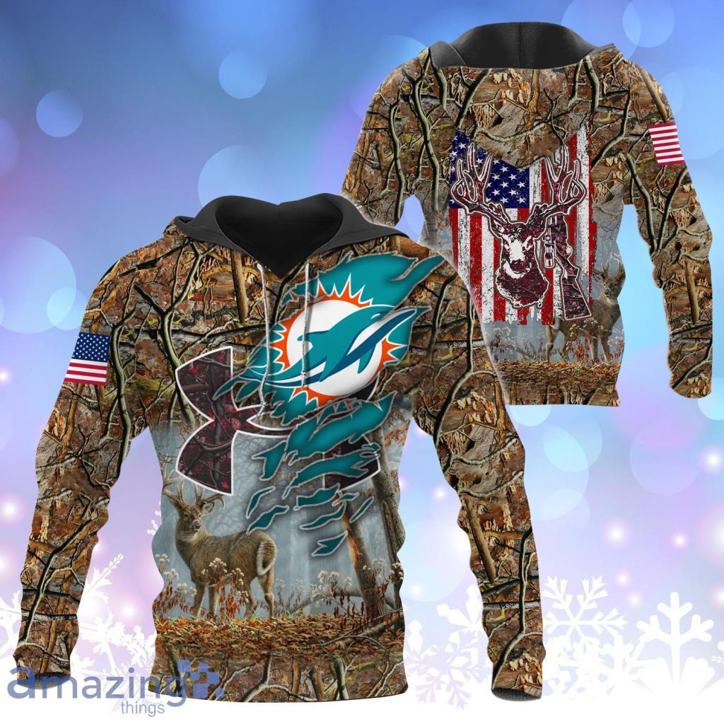 Miami Dolphins Logo Football 3D Hoodie Camo Nfl 3D Sweatshirt