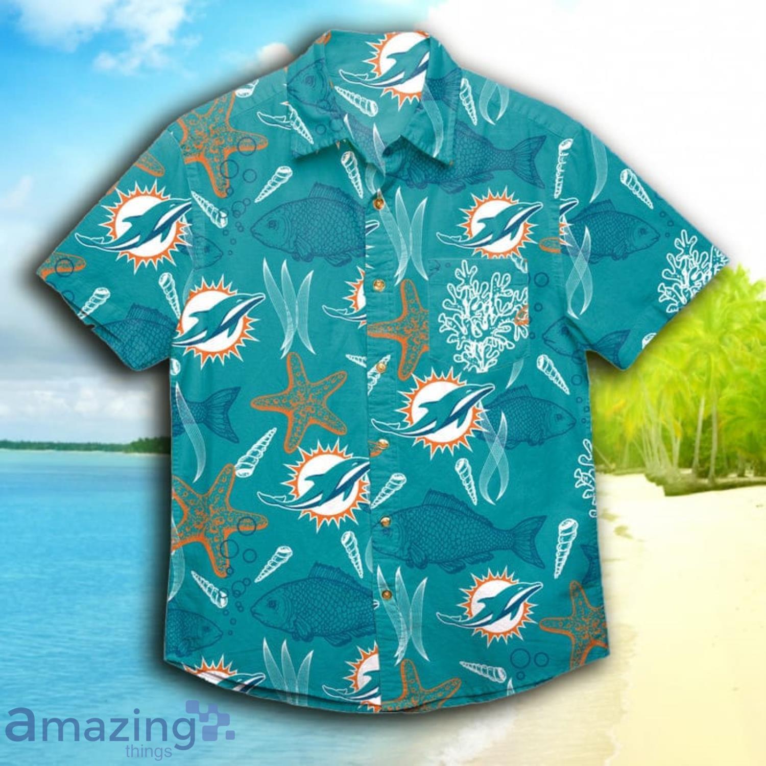 order shoponline Miami Dolphins Men Floral Hawaiian Shirt