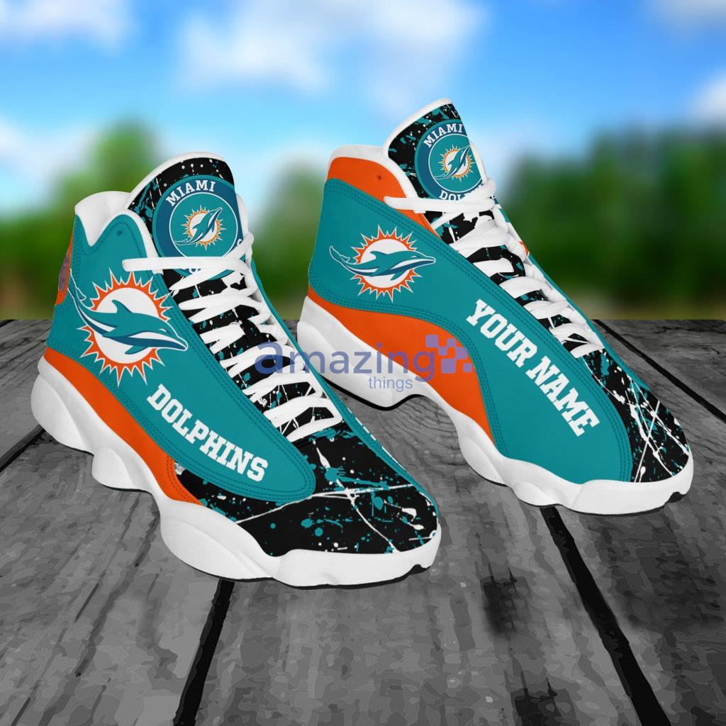 Custom Name Miami Dolphins Nfl Fans Triangle Pattern Air Jordan 13