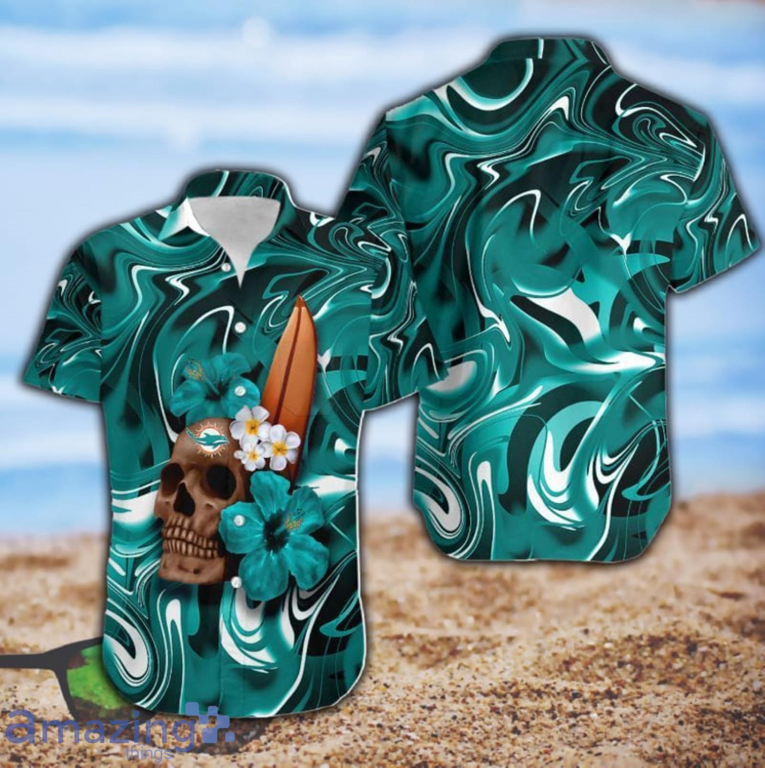 NFL Miami Dolphins Skull Beach Hawaiian Shirt