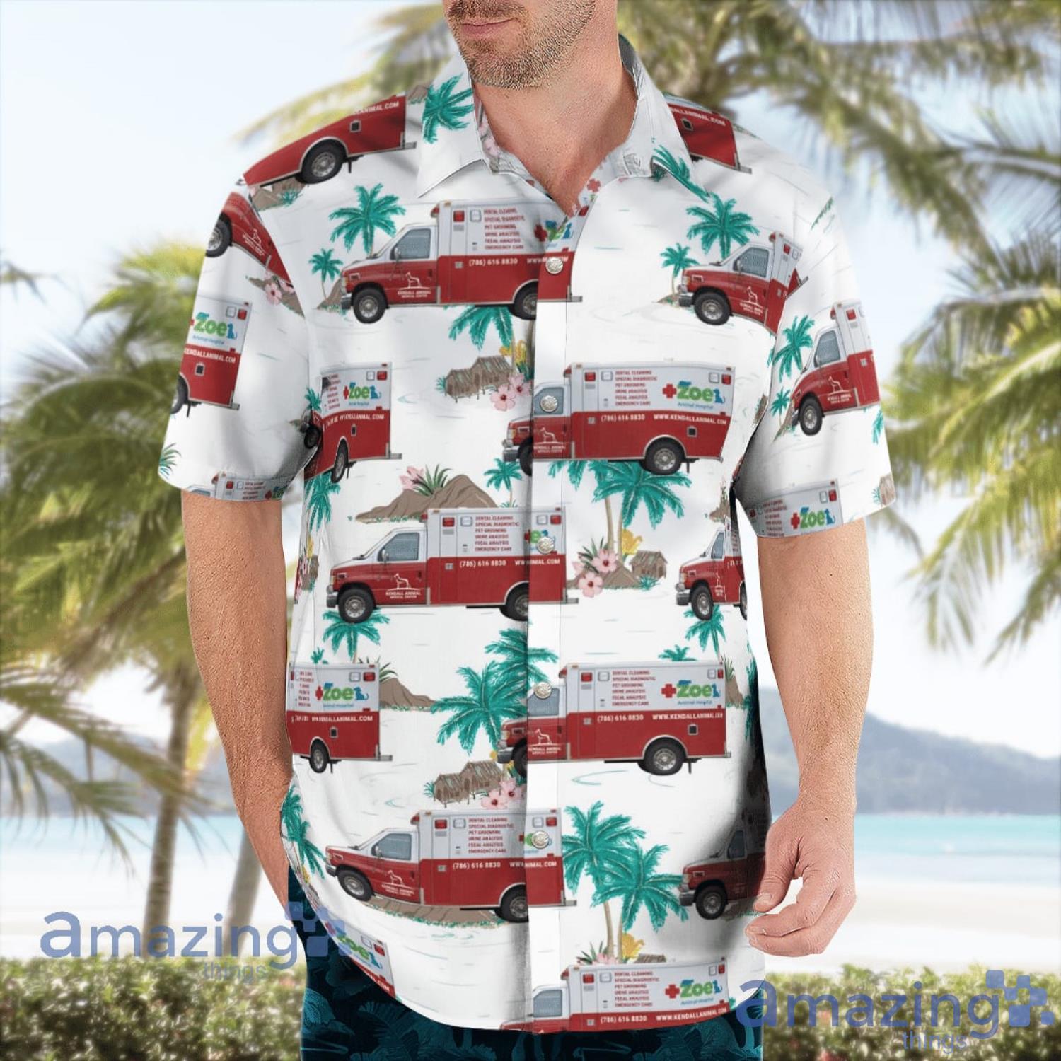 Miami Florida Kendall Animal Medical Center Ambulance Aloha Summer Gift Hawaiian Shirt image Miami Florida Kendall Animal Medical Center Ambulance Aloha Summer Gift Hawaiian Shirt Product Photo 3