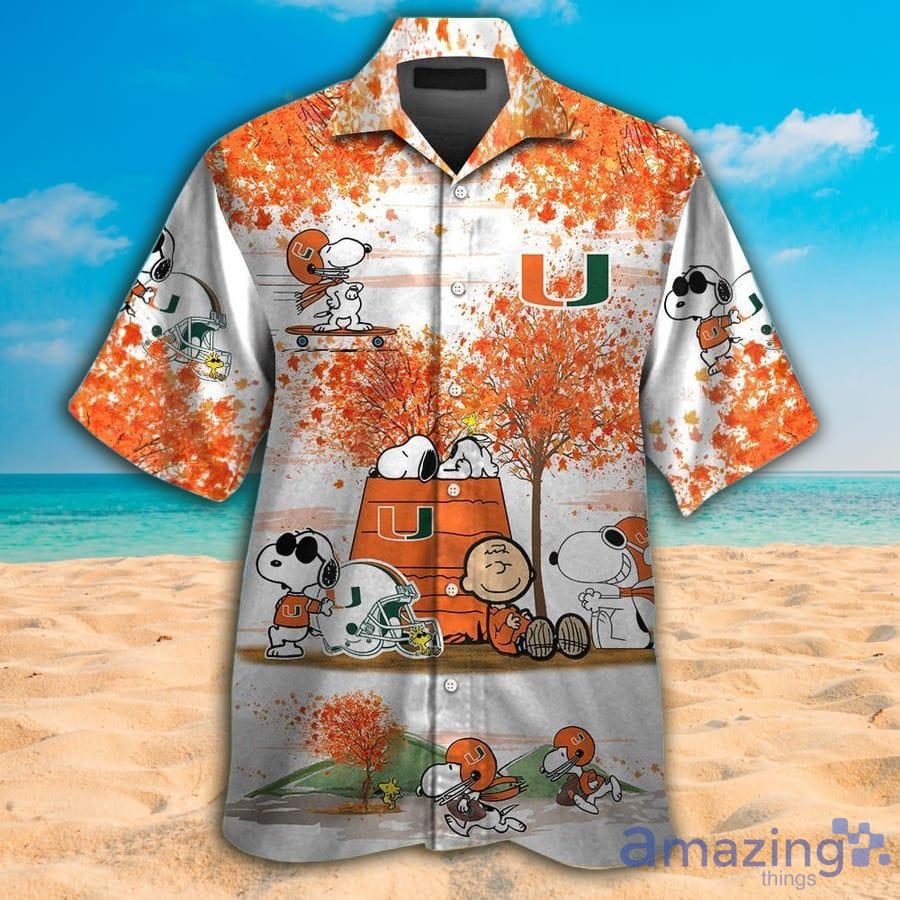 Miami Hurricanes Snoopy Autumn Aloha Beach Hawaiian Shirt For Men And Women Product Photo 1