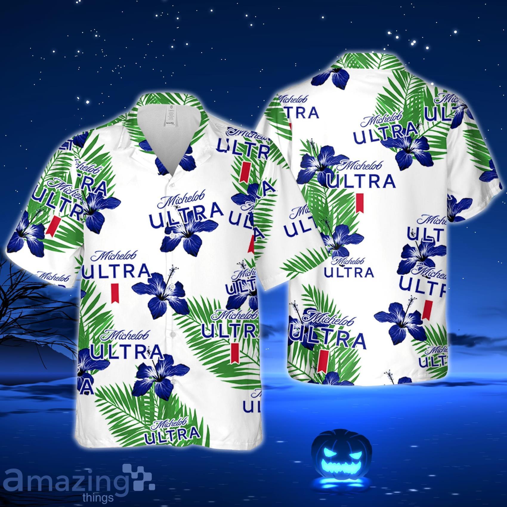 Michelob Ultra Hibiscus Flower Pattern Hawaiian Shirt And Short For Men And  Women