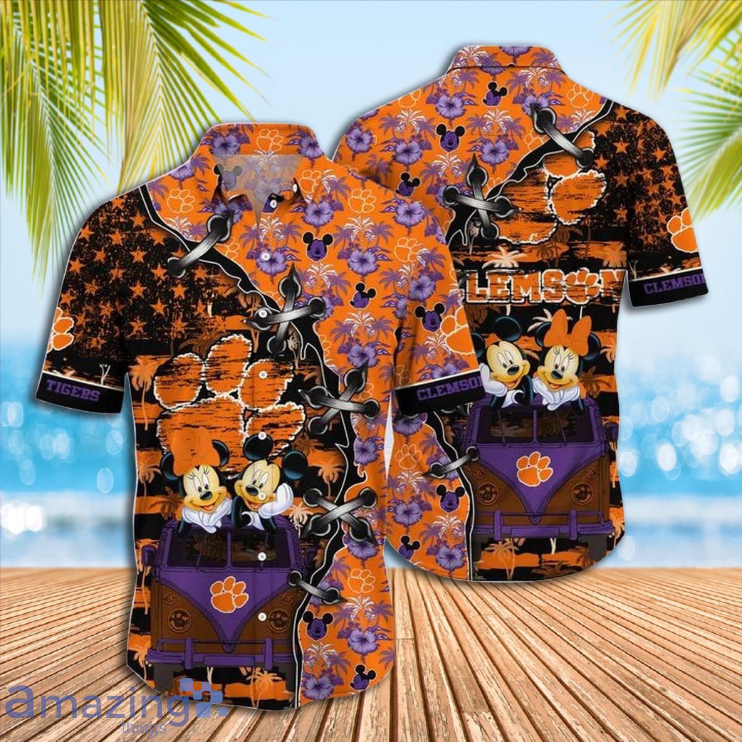 Mickey Mouse Clemson Tigers NCAA Short Sleeve Hawaiian Shirt Gift For Fans Product Photo 1