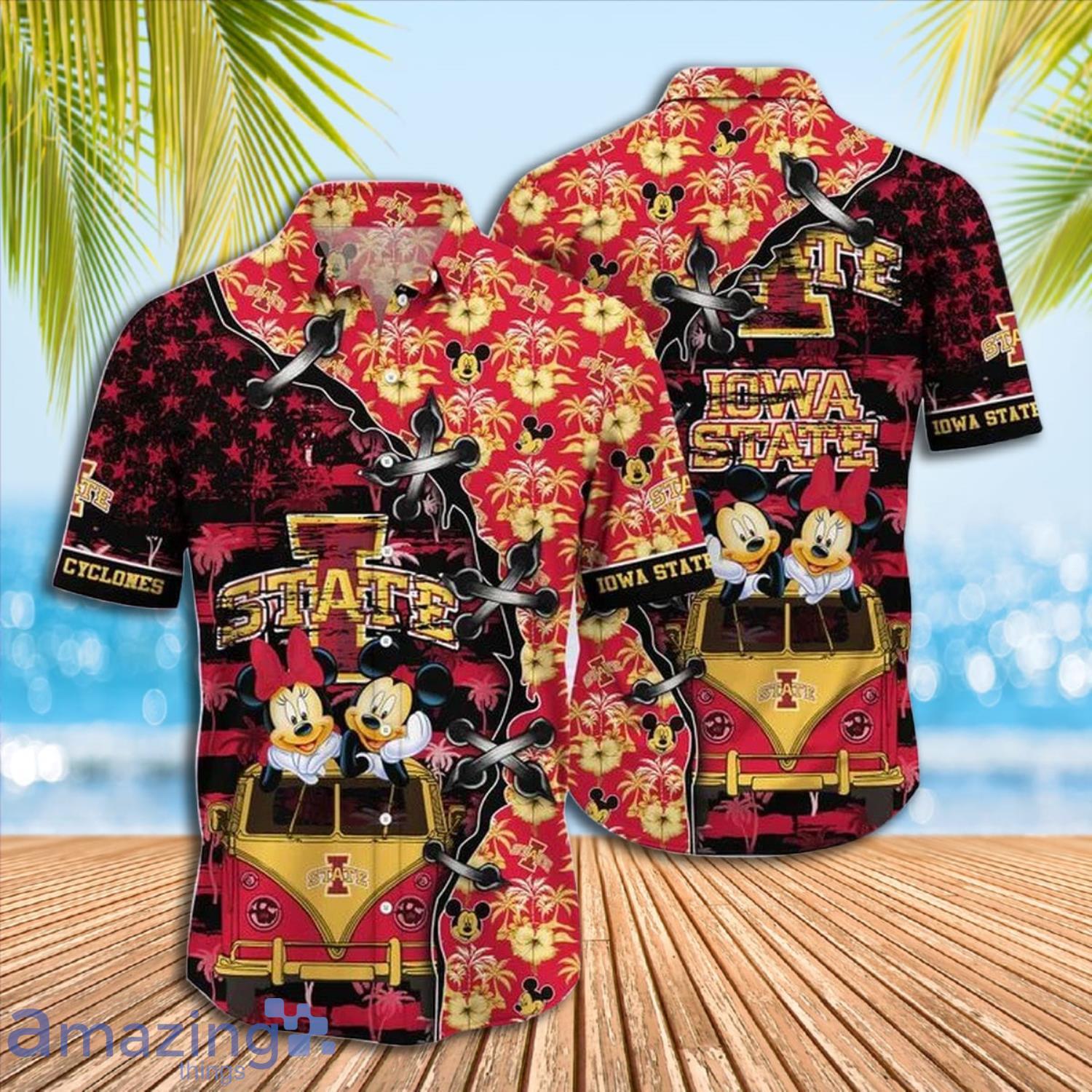 Mickey Mouse Iowa State Cyclones NCAA Short Sleeve Hawaiian Shirt Gift For Fans Product Photo 1