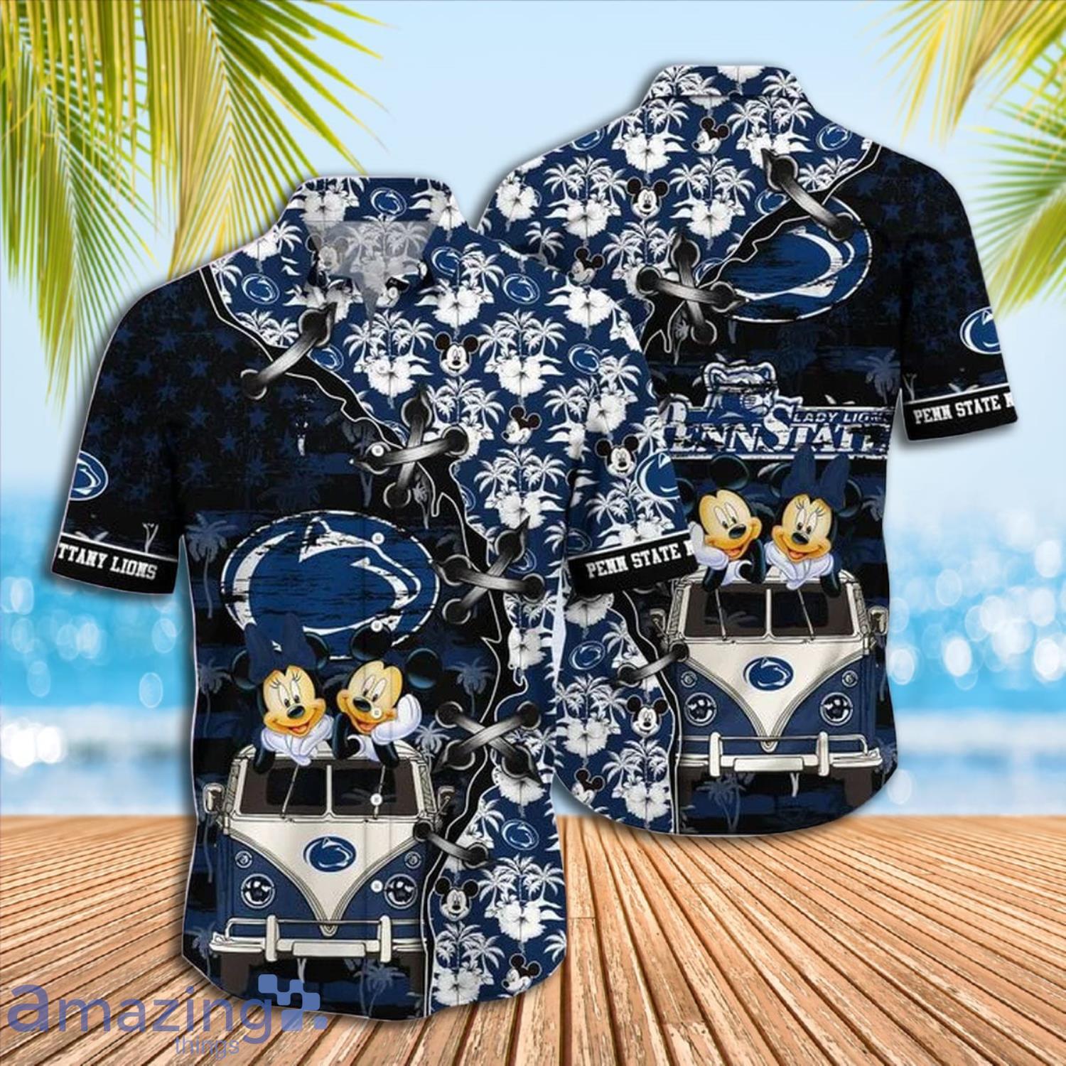 Mickey Mouse Penn State Nittany Lions NCAA Short Sleeve Hawaiian Shirt Gift For Fans Product Photo 1