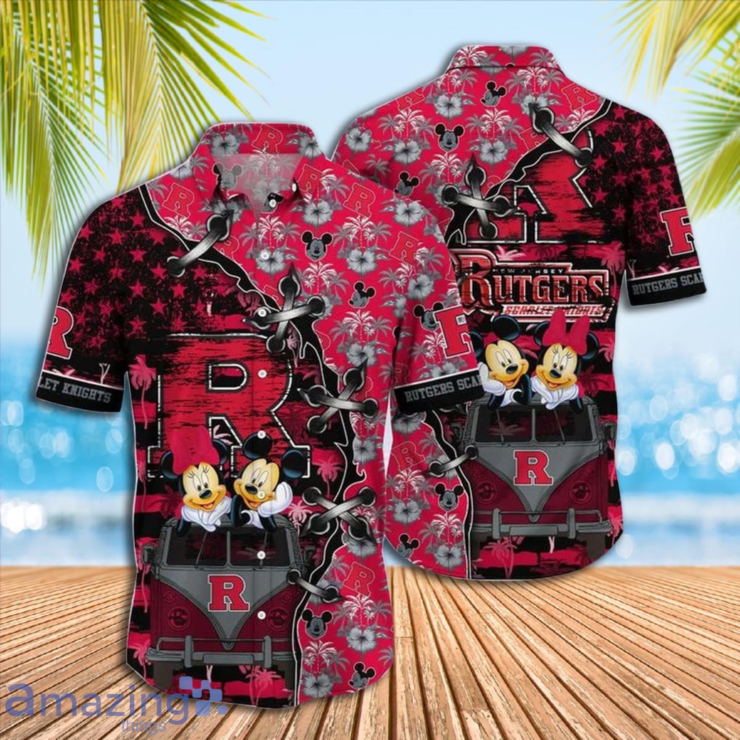 Mickey Mouse Rutgers Scarlet Knights NCAA Short Sleeve Hawaiian Shirt Gift For Fans Product Photo 1