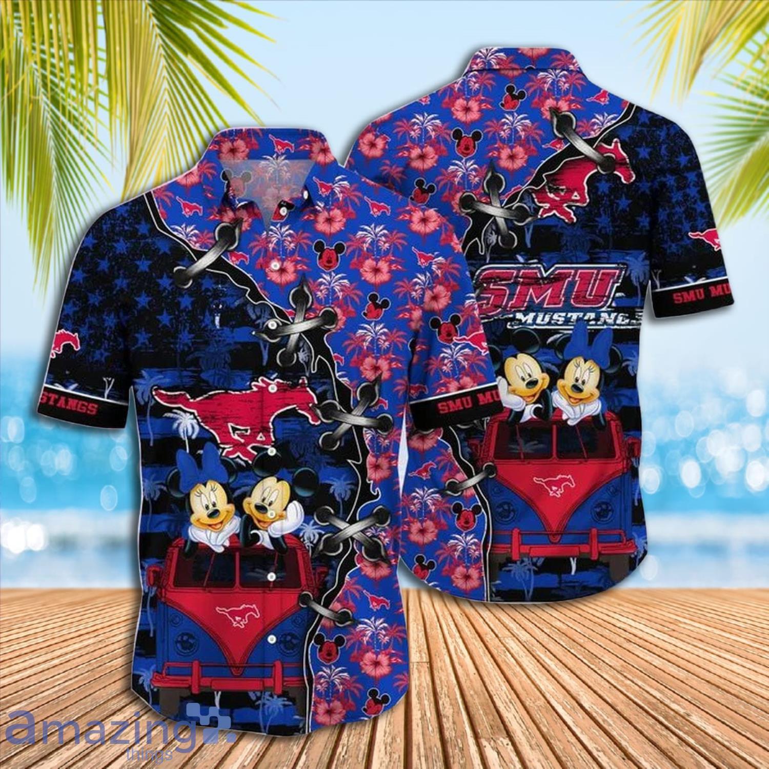 Mickey Mouse SMU Mustangs NCAA Short Sleeve Hawaiian Shirt Gift For Fans Product Photo 1