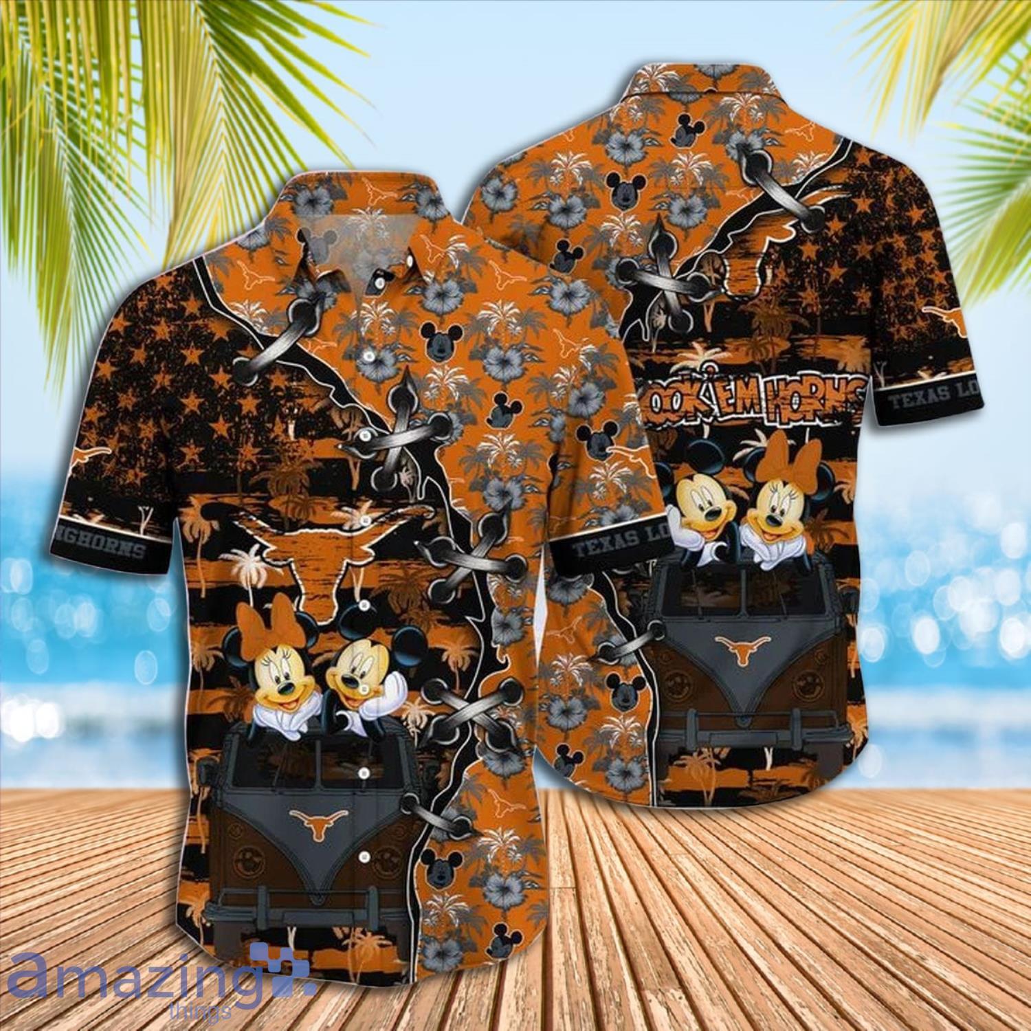 Mickey Mouse Texas Longhorns NCAA Short Sleeve Hawaiian Shirt Gift For Fans Product Photo 1