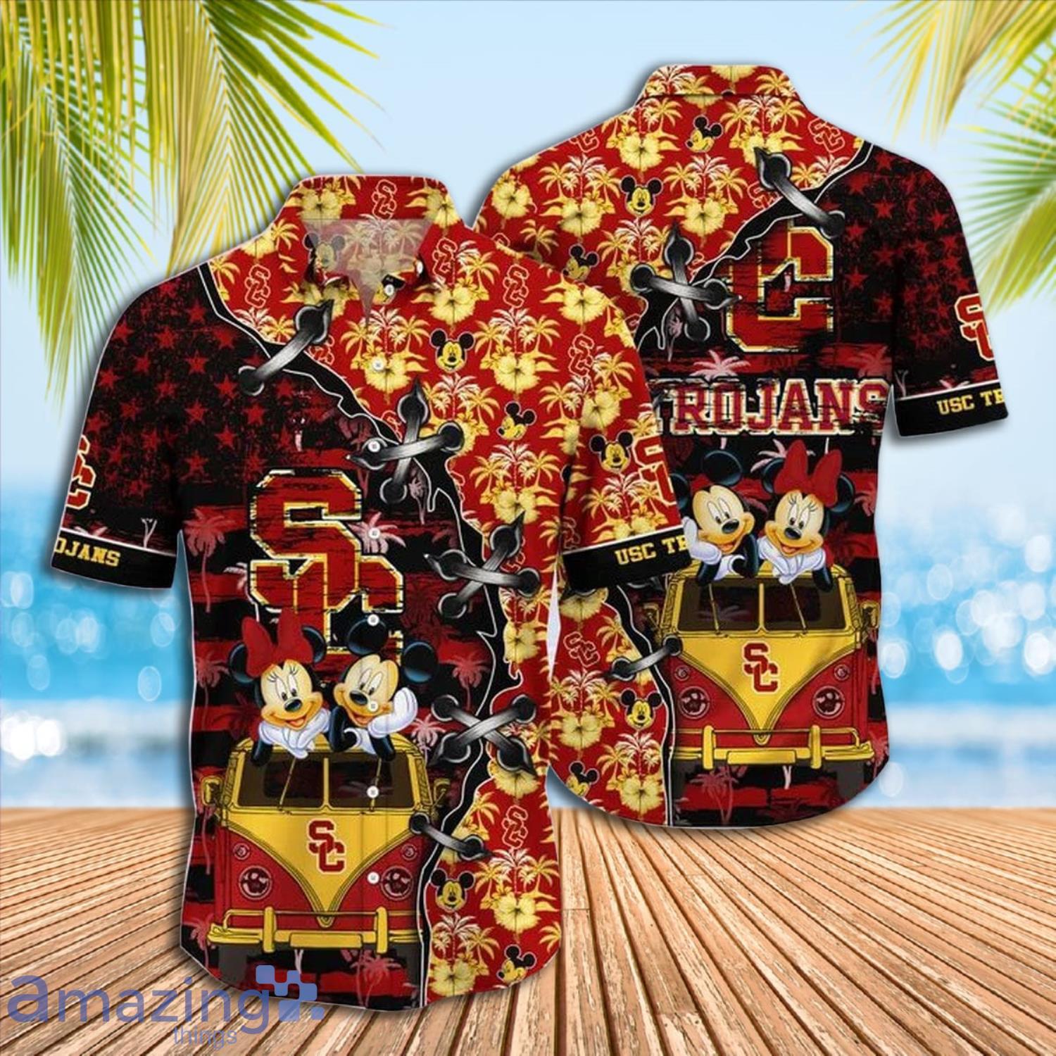 Mickey Mouse USC Trojans NCAA Short Sleeve Hawaiian Shirt Gift For Fans Product Photo 1