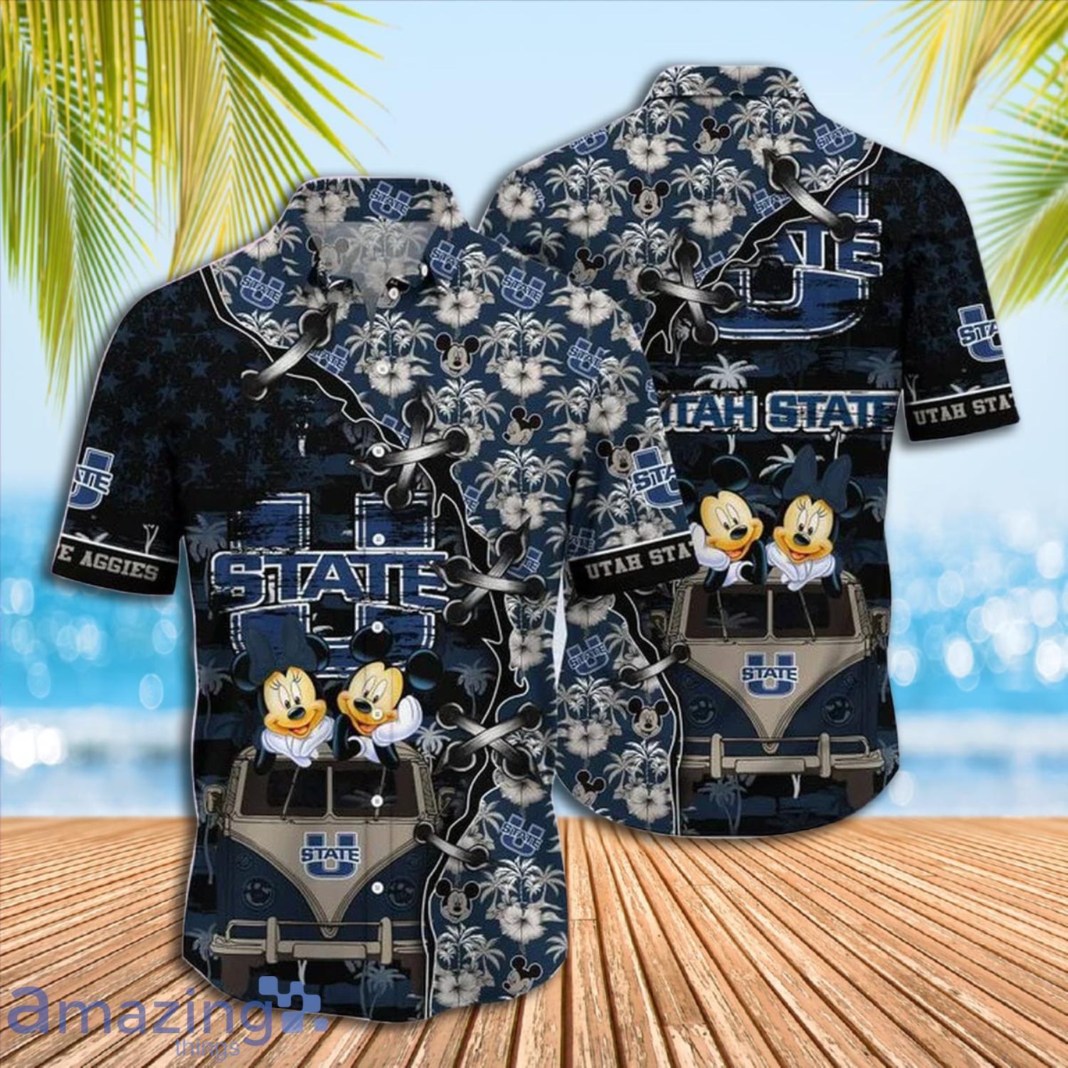 Mickey Mouse Utah State Aggies NCAA Short Sleeve Hawaiian Shirt Gift For Fans Product Photo 1