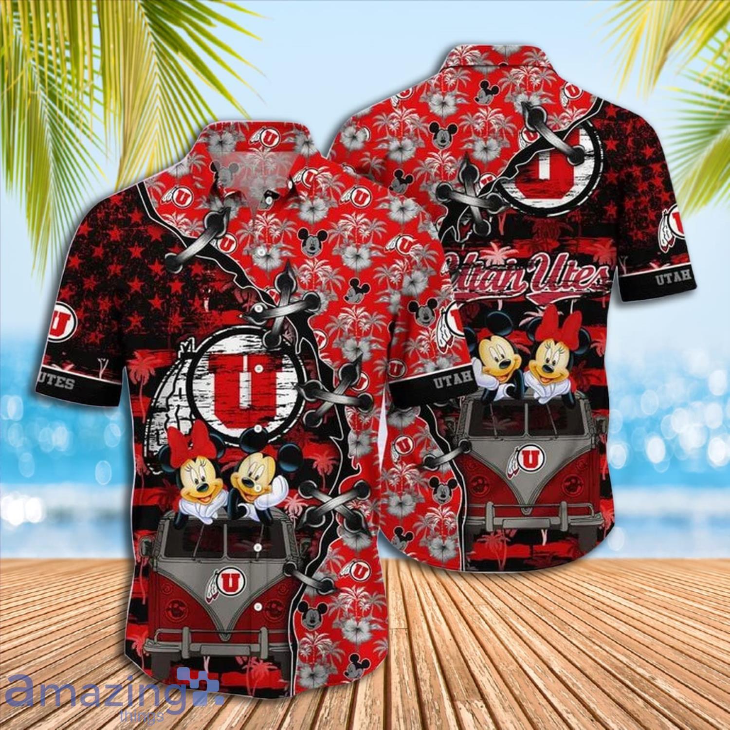 Mickey Mouse Utah Utes NCAA Short Sleeve Hawaiian Shirt Gift For Fans Product Photo 1