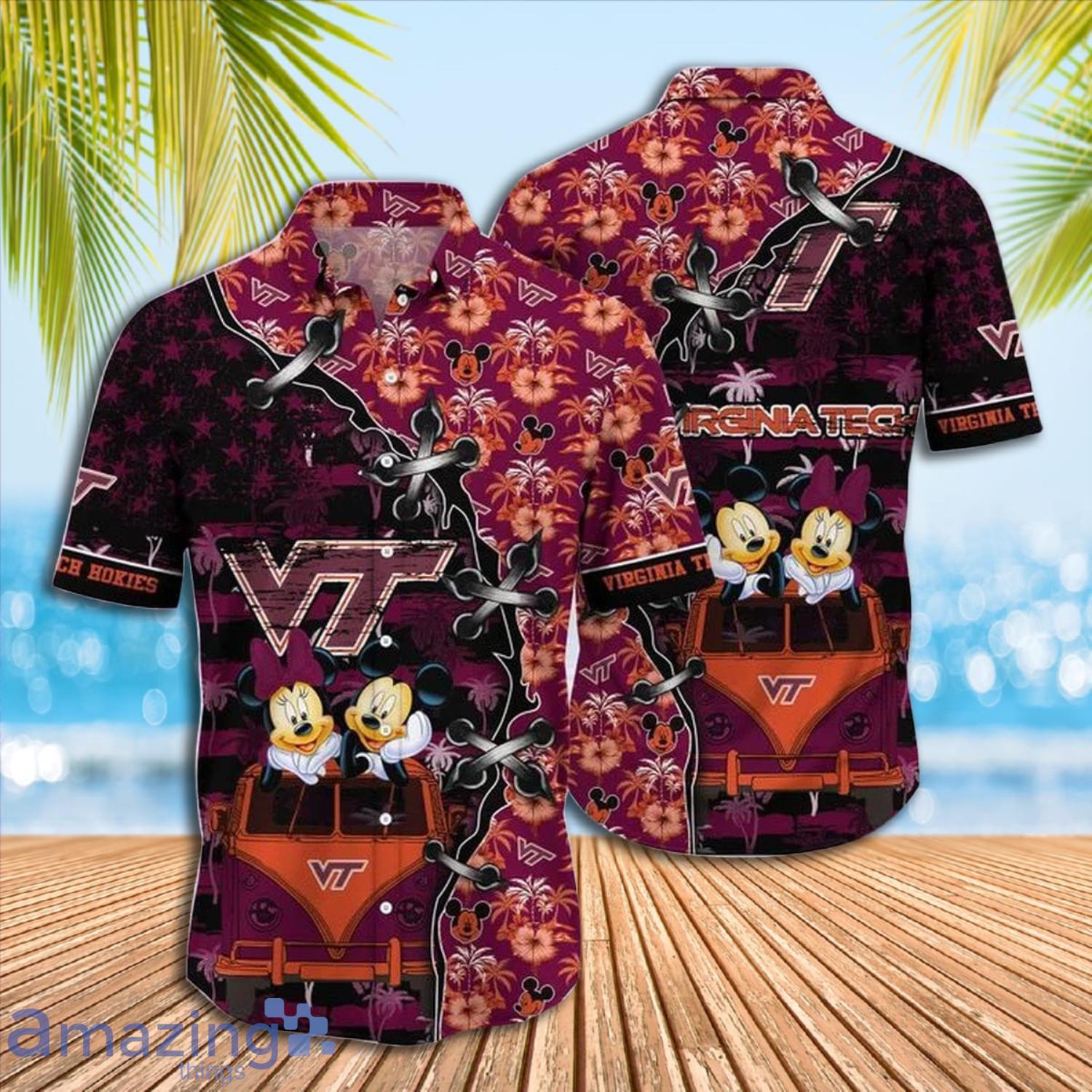 Mickey Mouse Virginia Tech Hokies NCAA Short Sleeve Hawaiian Shirt Gift For Fans Product Photo 1