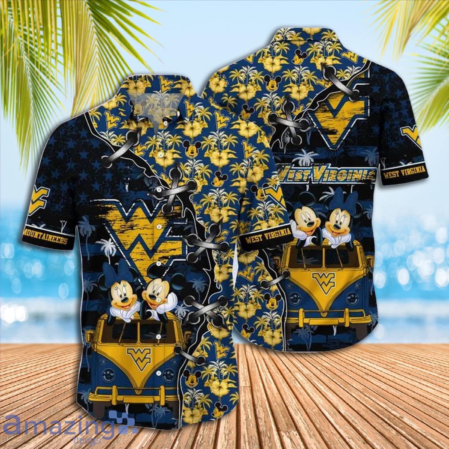 Mickey Mouse West Virginia Mountaineers NCAA Short Sleeve Hawaiian Shirt Gift For Fans Product Photo 1 Mickey Mouse West Virginia Mountaineers NCAA Short Sleeve Hawaiian Shirt Gift For Fans Product Photo 1