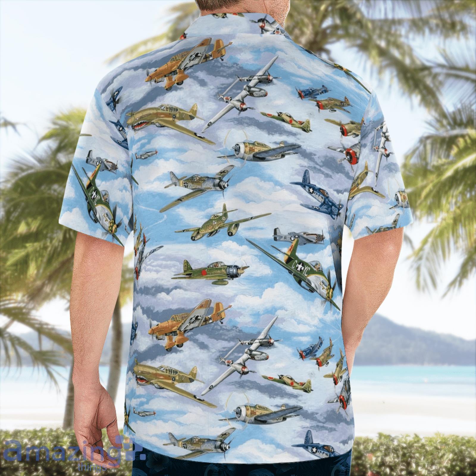 Military Warbirds WWII Planes Summer Gift Hawaiian Shirt image Military Warbirds WWII Planes Summer Gift Hawaiian Shirt Product Photo 2