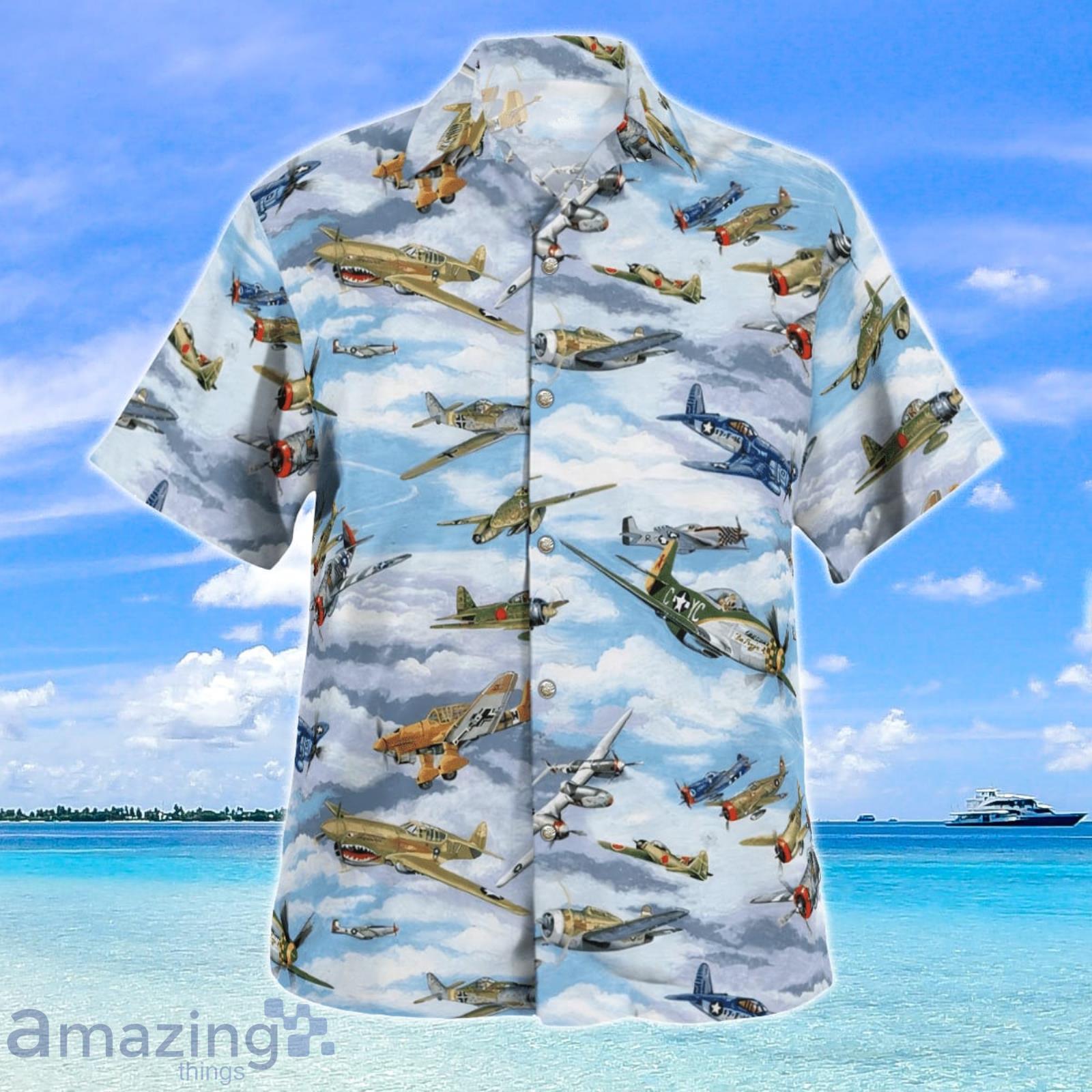 Military Warbirds WWII Planes Summer Gift Hawaiian Shirt image Military Warbirds WWII Planes Summer Gift Hawaiian Shirt Product Photo 3