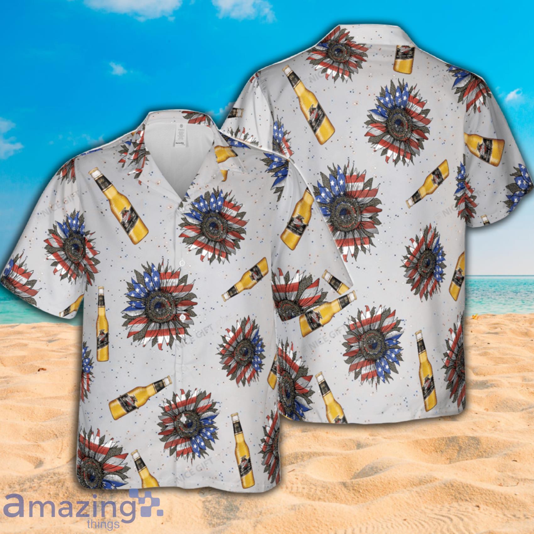 Miller Genuine Draft Sunflowered 4th Of July Short Sleeve Hawaiian Shirt Product Photo 1