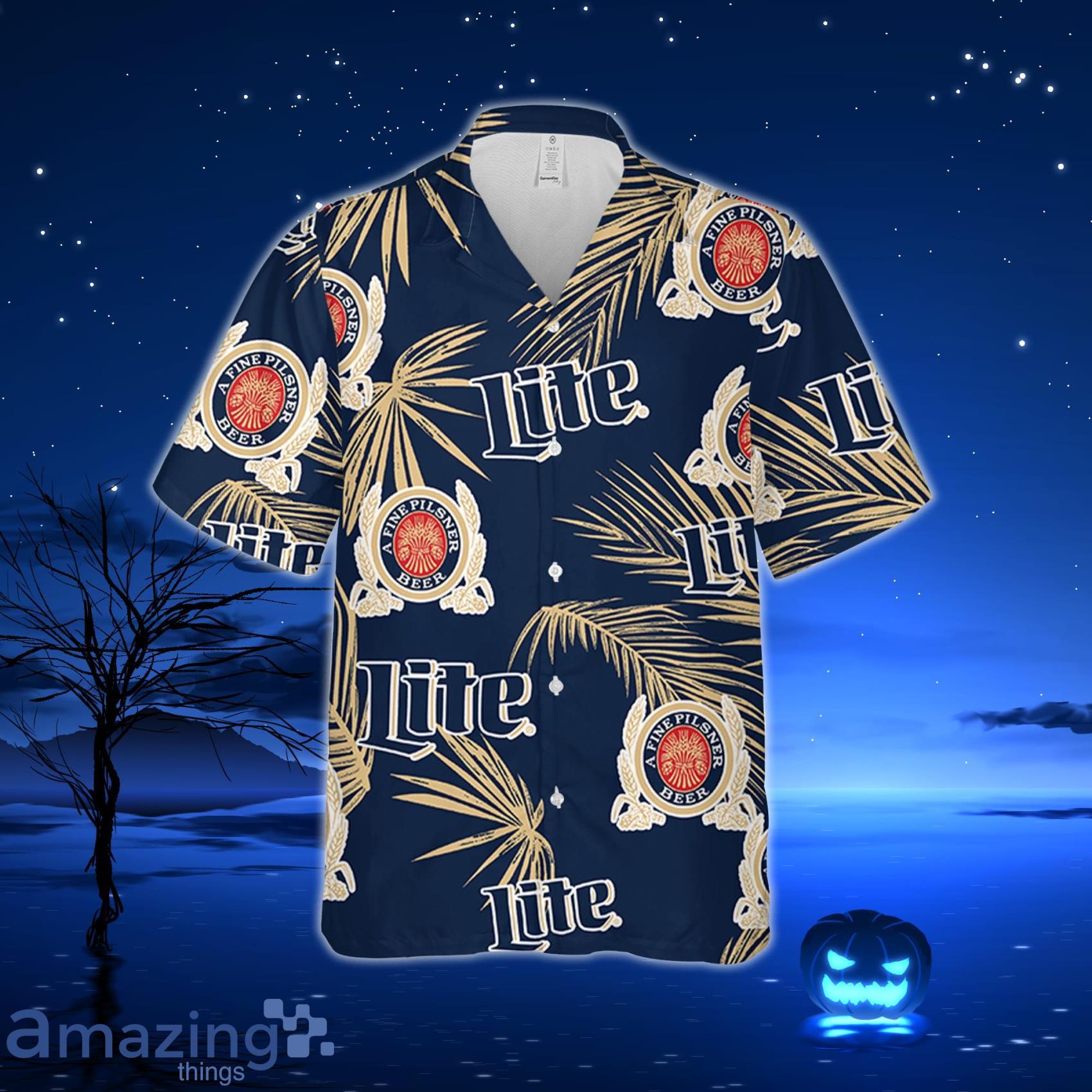 Miller Lite Hawaiian Palm Leaves Pattern Shirt, Beer Summer Party Hawaiian  Shirt, Schlitz Beer Shirt - Trendy Aloha