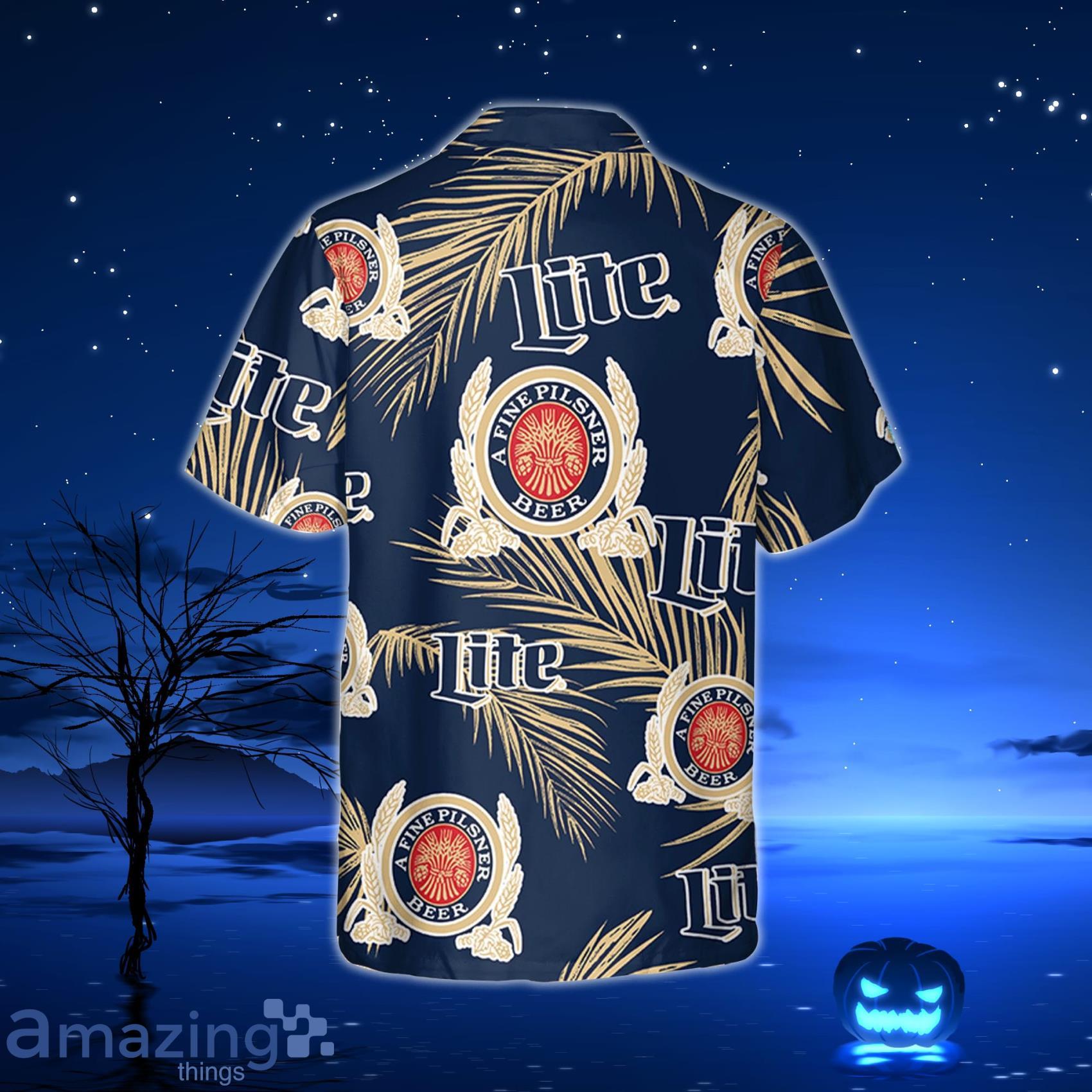 Miller Lite Hawaiian Palm Leaves Pattern Shirt, Beer Summer Party Hawaiian  Shirt, Schlitz Beer Shirt - Trendy Aloha