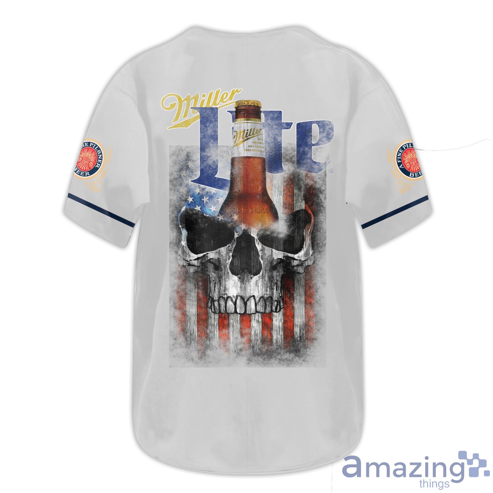 White Miller Lite Baseball Jersey Shirt