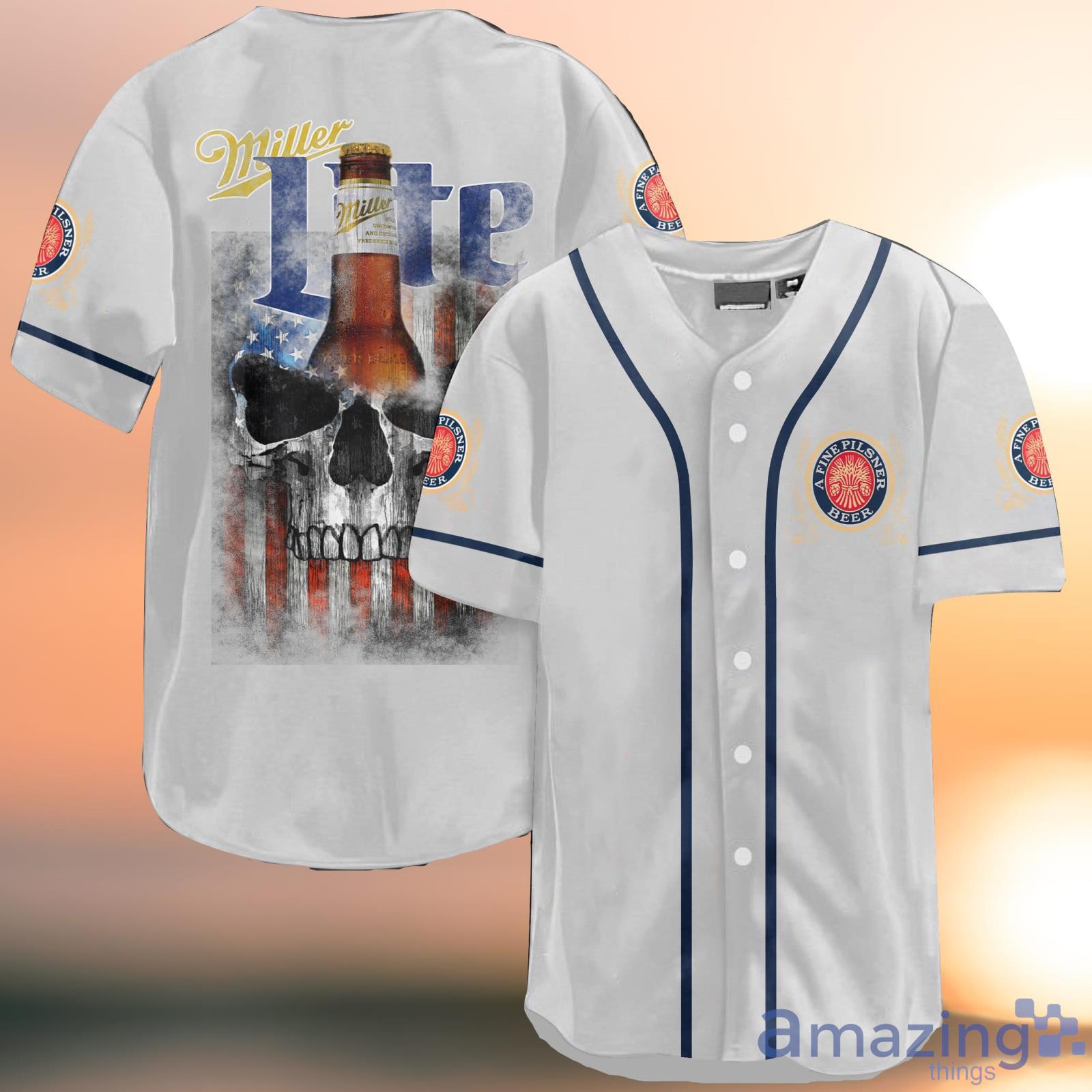 White Miller Lite Baseball Jersey Shirt