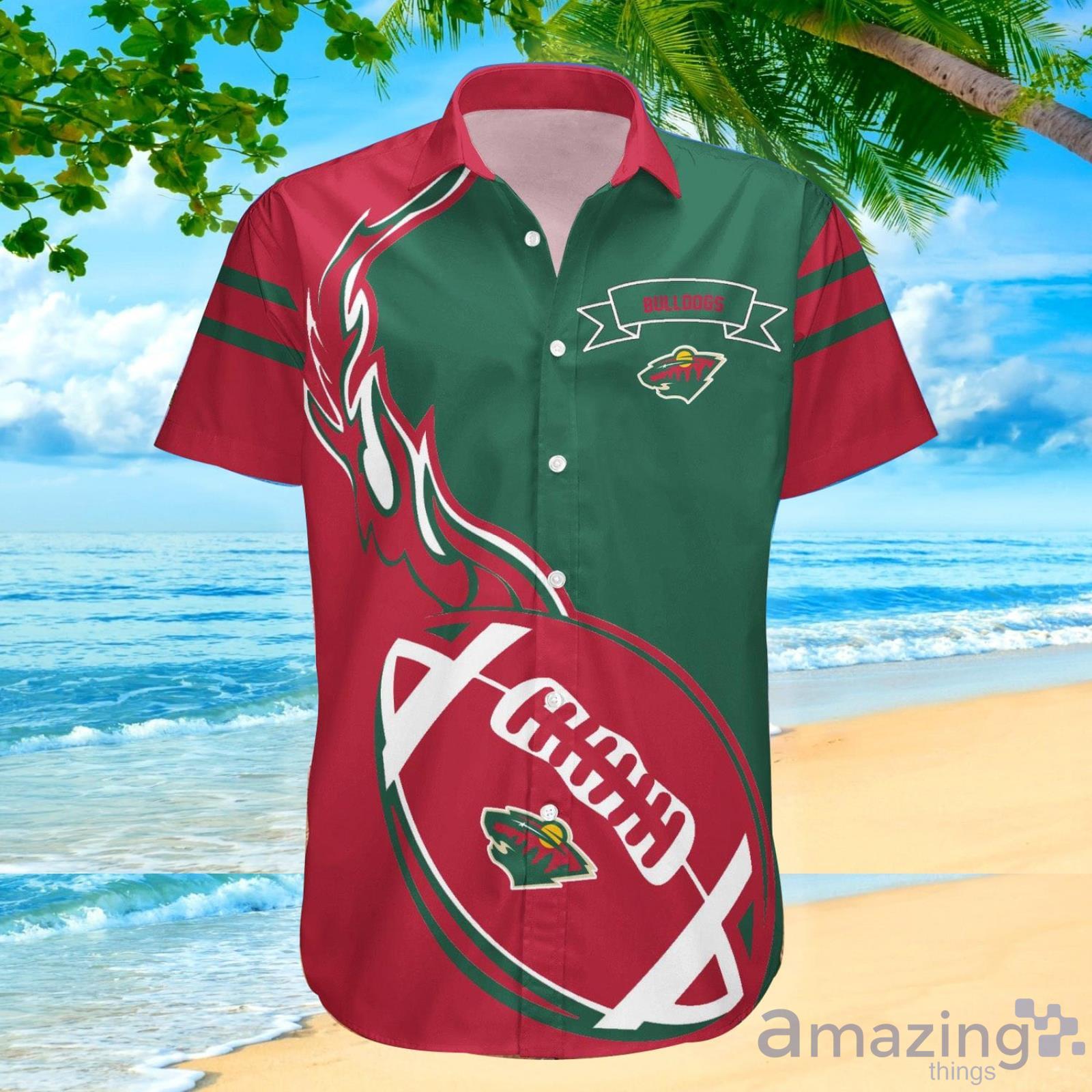 Minnesota Duluth Bulldogs Ncaa Flame Ball Hawaiian Shirt For Fans image Minnesota-Duluth Bulldogs Ncaa Flame Ball Hawaiian Shirt For Fans Product Photo 2