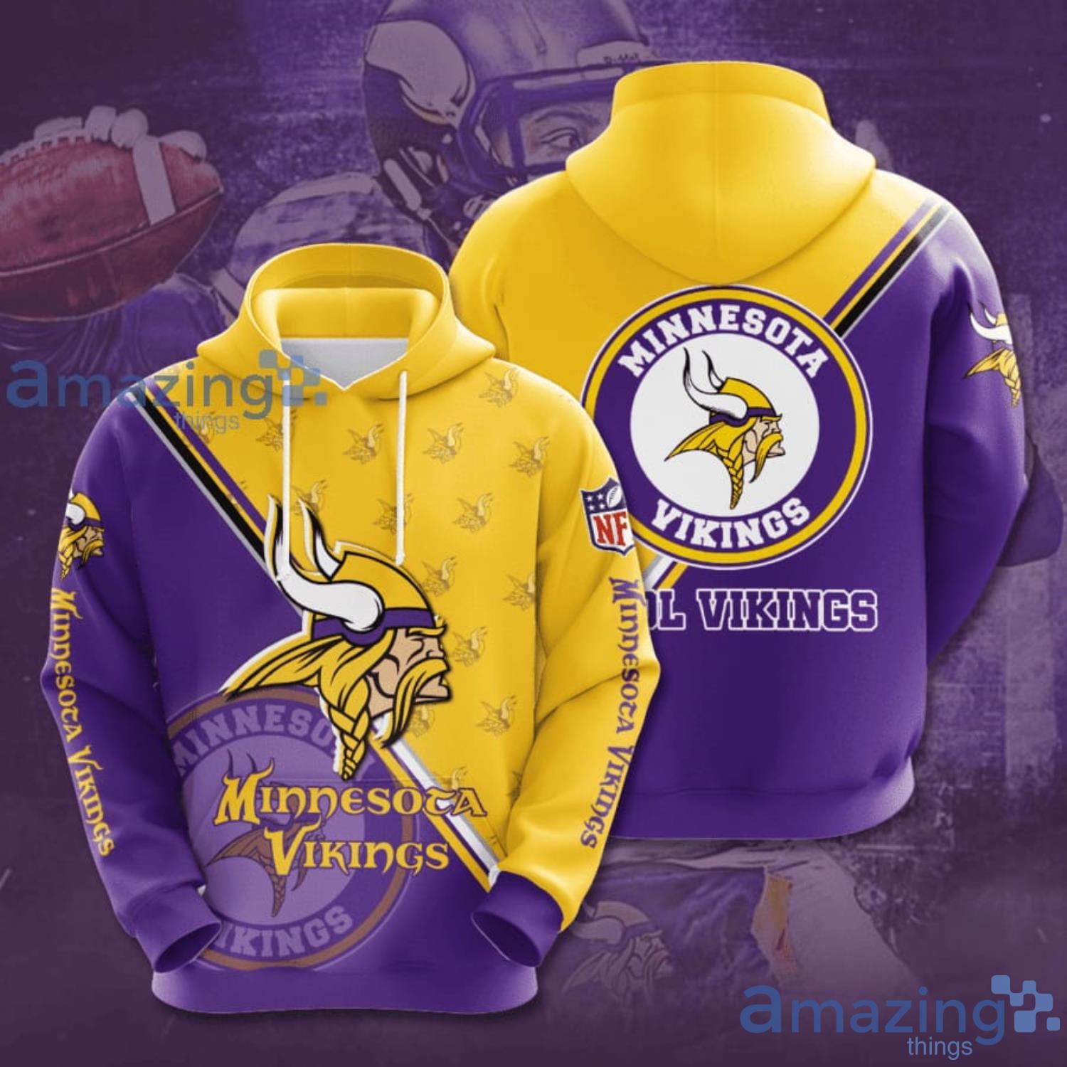 Minnesota Vikings All Oevr Print 3D Hoodie Product Photo 1