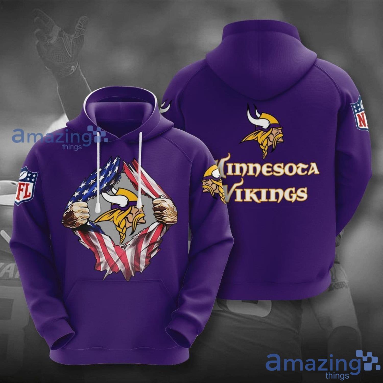 Minnesota Vikings American Flag 3D Hoodie Product Photo 1 Minnesota Vikings American Flag 3D Hoodie Product Photo 1