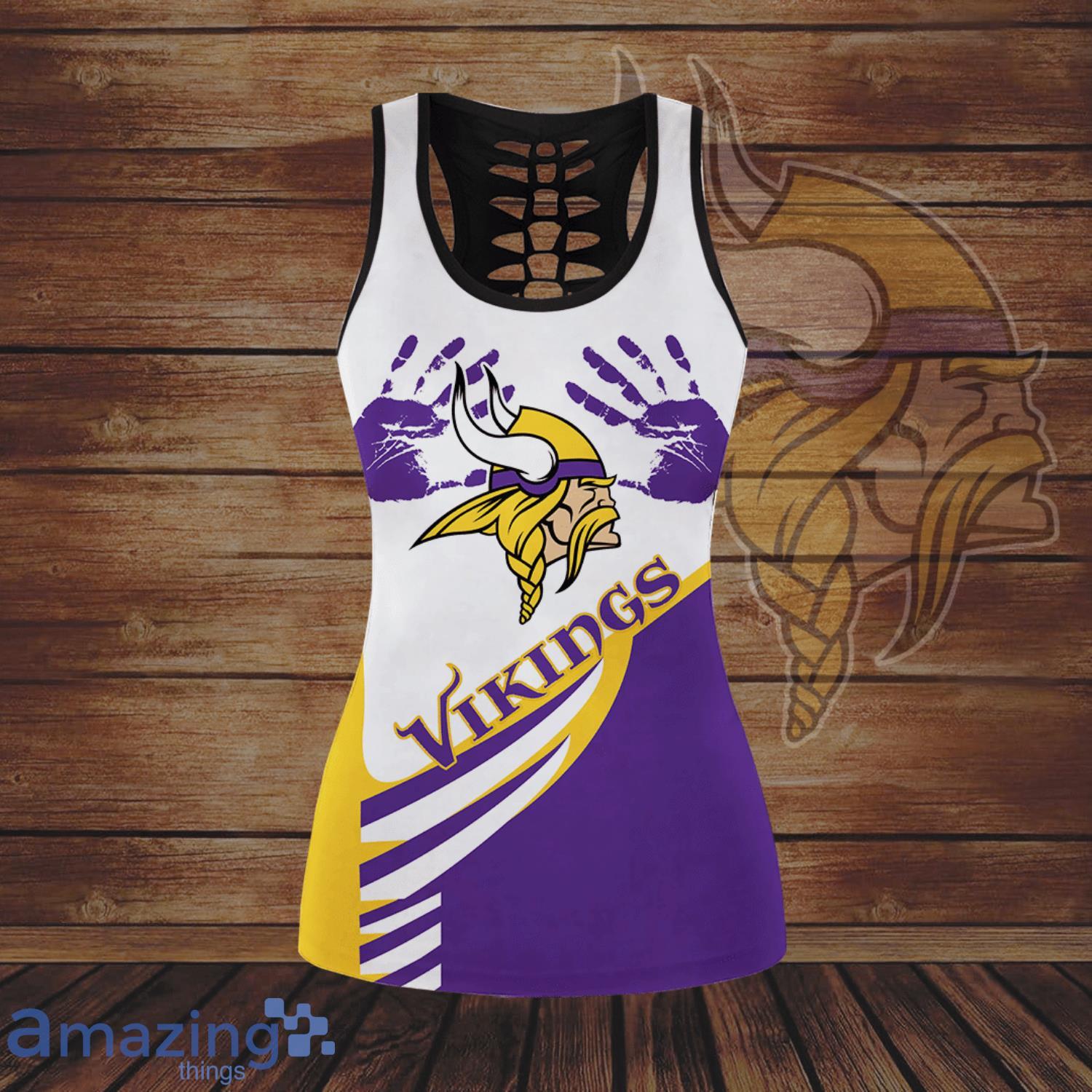 Minnesota Vikings Handprint All Over Print 3D Combo Hollow Tank Top And  Leggings For Women