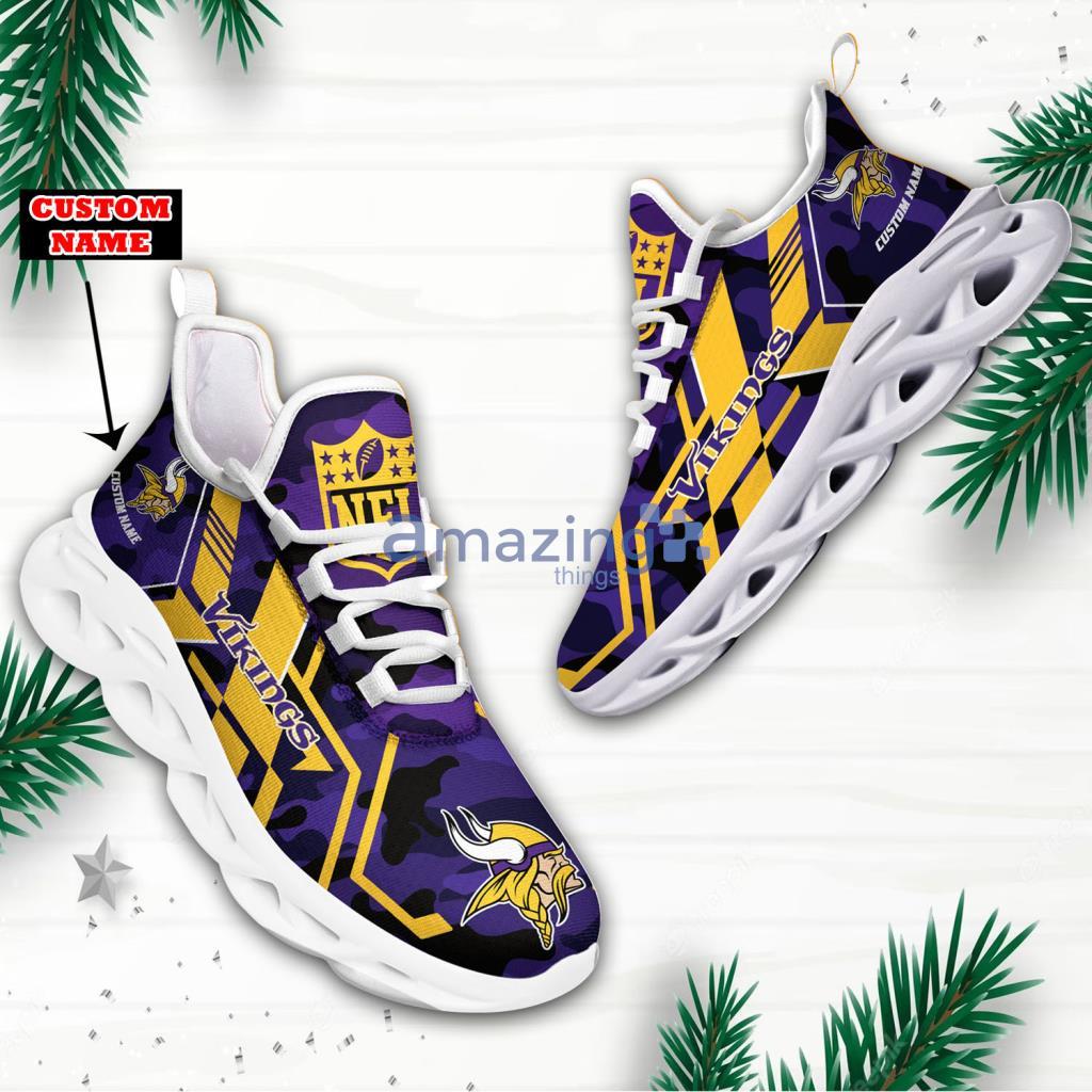 Minnesota Vikings NFL Camo Custom Name Max Soul Shoes - Minnesota Vikings NFL Camo Custom Name Max Soul Shoes