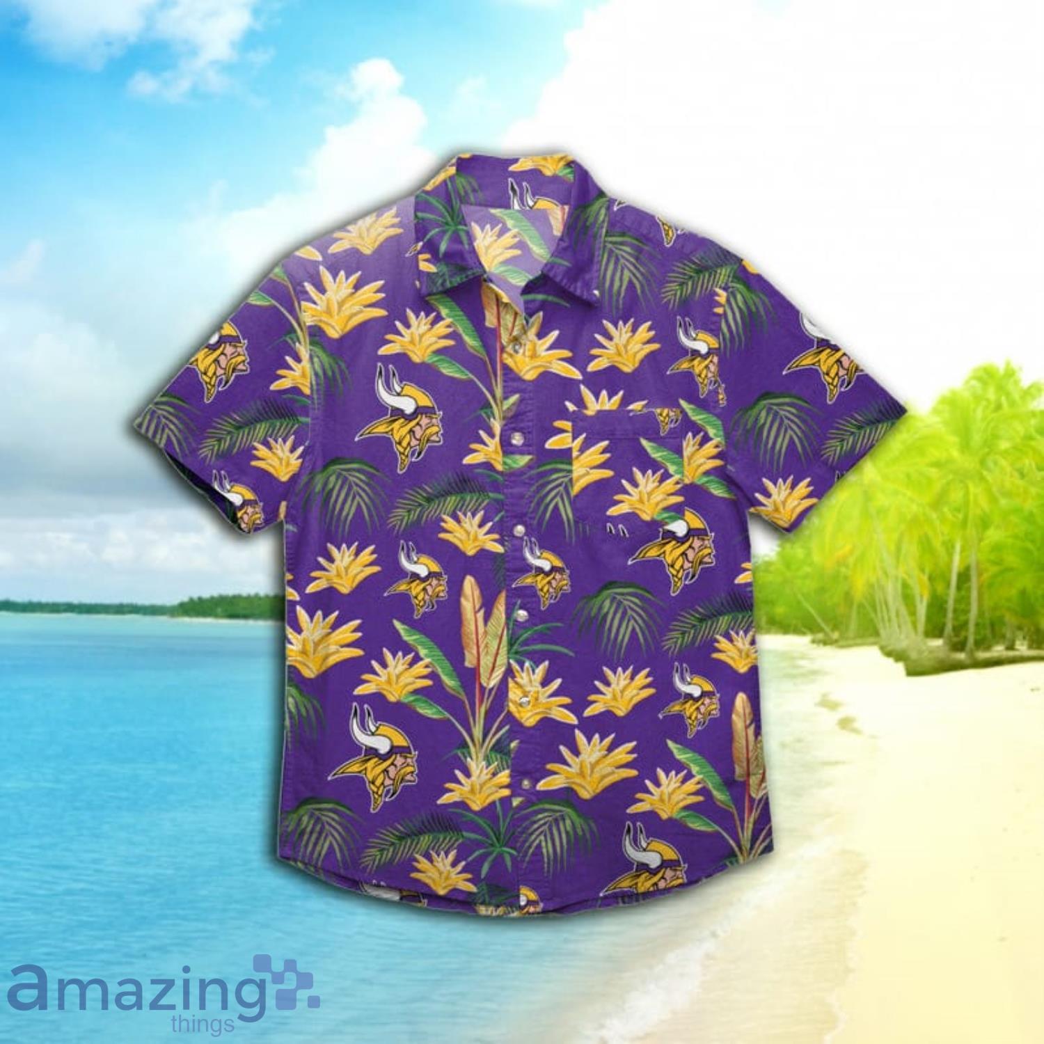 Minnesota Vikings Nfl Mens Victory Vacay Short Sleeve Hawaiian Shirt Product Photo 1