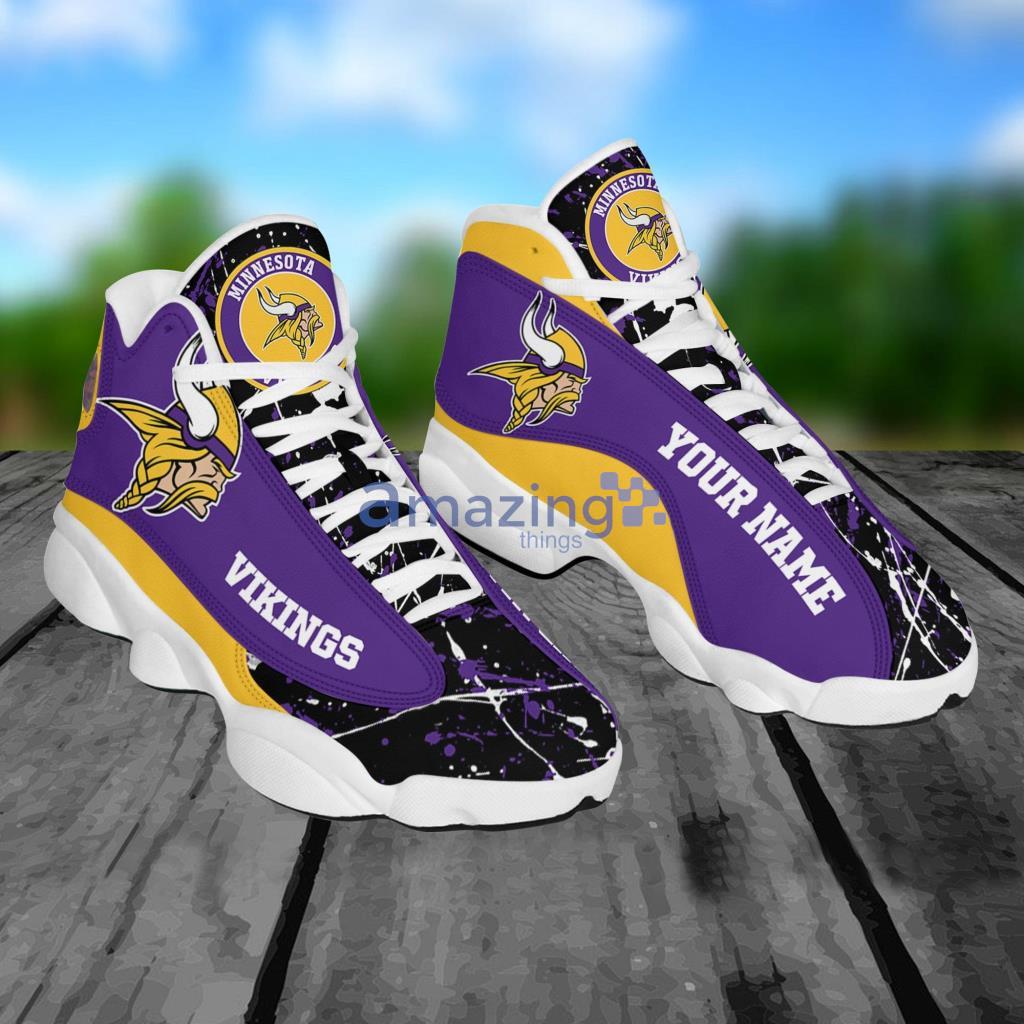 Minnesota Vikings Fans Custom Name Air Jordan 13 Sneaker Shoes