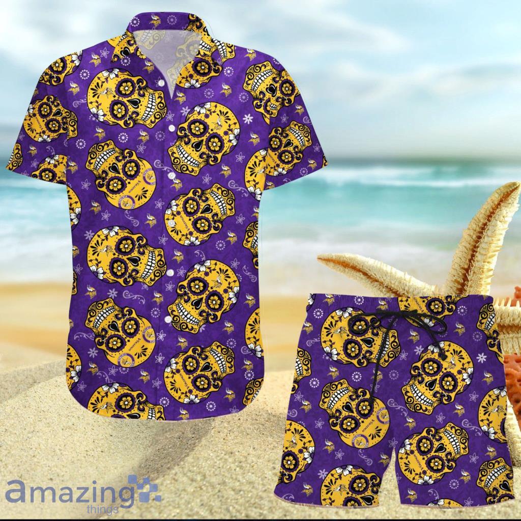 Minnesota Vikings Hawaiian Shirt,Aloha Shirt,NFL,Skull Hawaiian