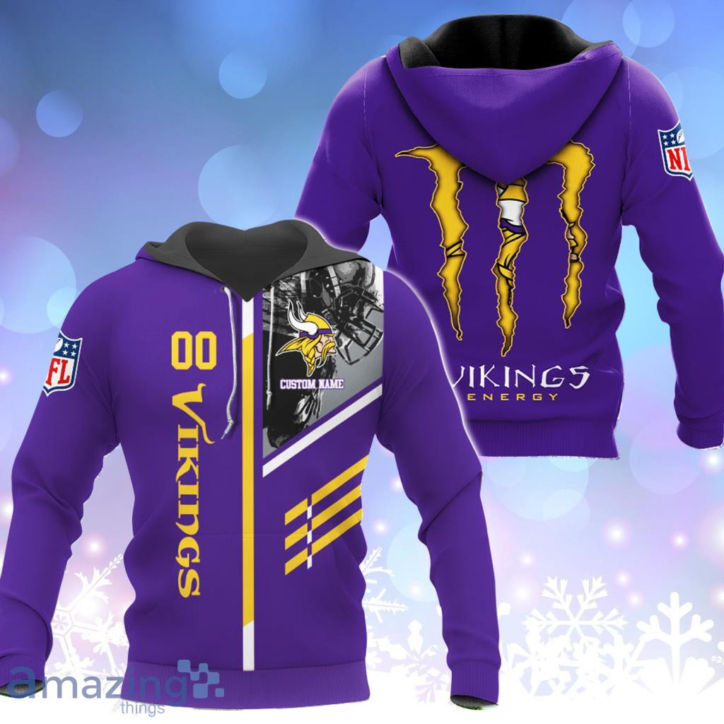 Minnesota Vikings NFL Teams Custom Name Monsters Hoodie 3D For Fans