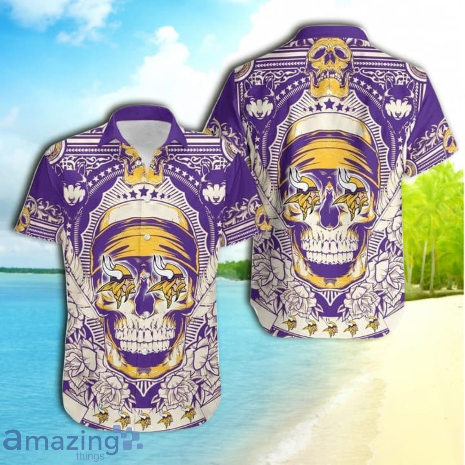 Minnesota Vikings Hawaiian Shirt,Aloha Shirt,NFL,Skull Hawaiian Shirt -  Ingenious Gifts Your Whole Family