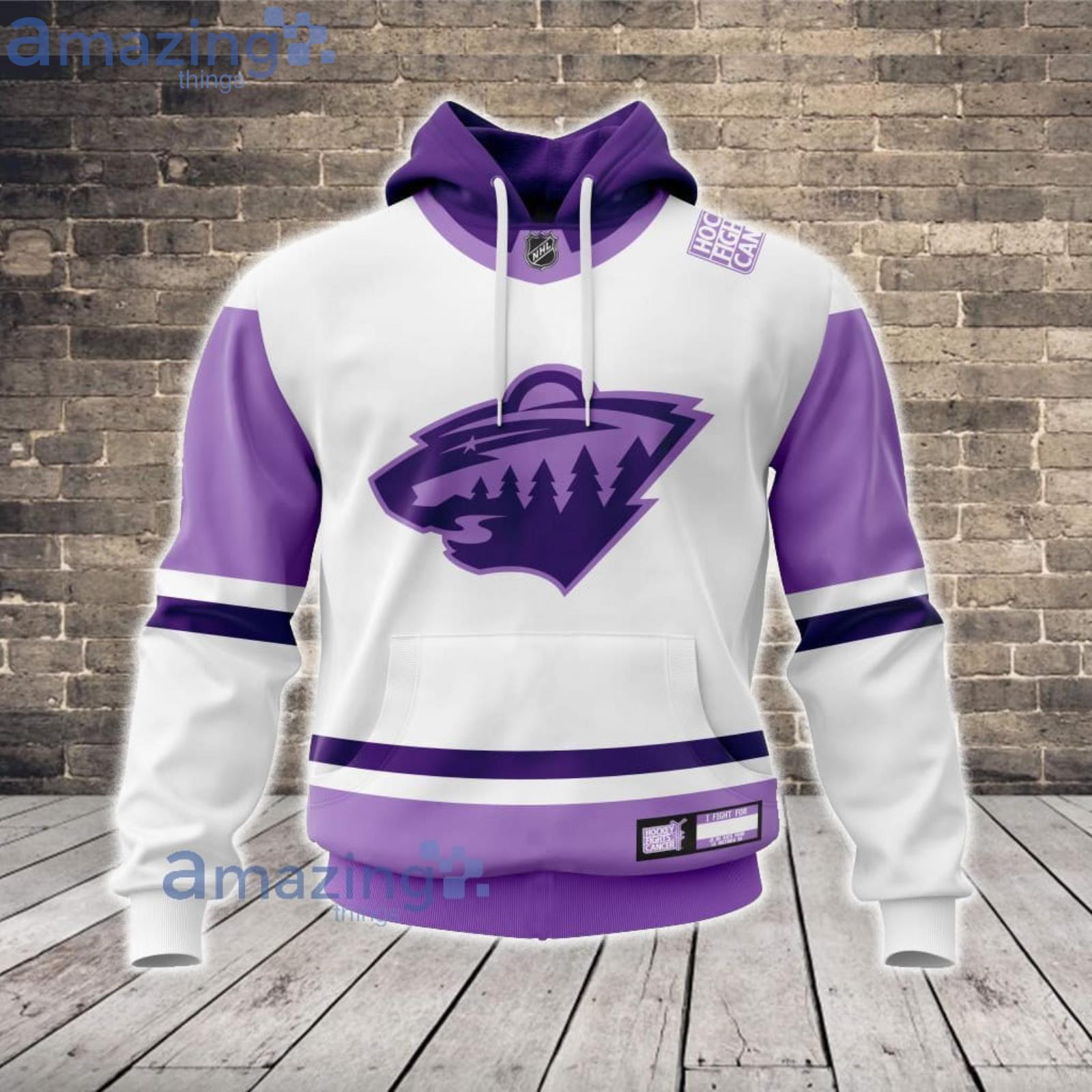 Minnesota Wild Custom Name And Number Fight Cancer Hoodie Zip Hoodie For Fans Product Photo 1