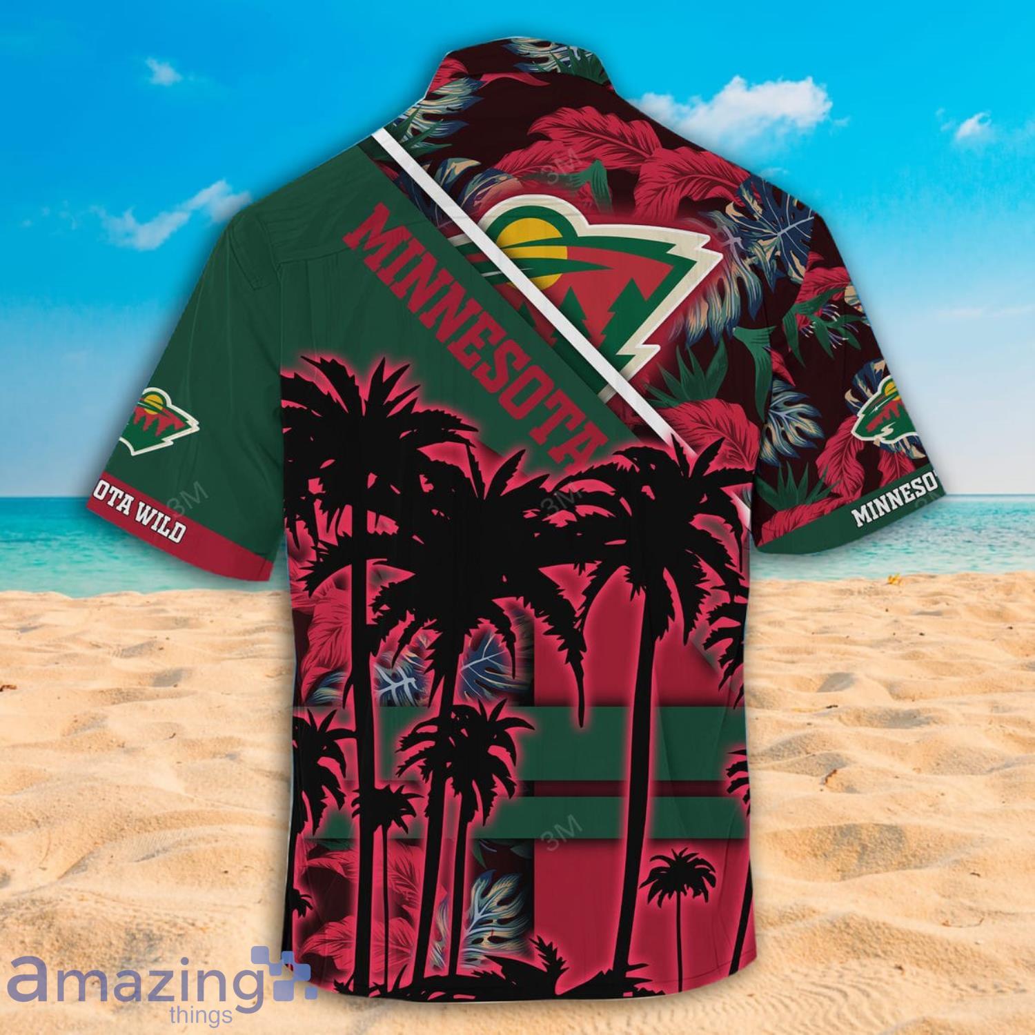 Minnesota Wild NHL Coconut Tree And Tropical Pattern Hawaiian Shirt And Shorts image Minnesota Wild NHL Coconut Tree And Tropical Pattern Hawaiian Shirt And Shorts Product Photo 3