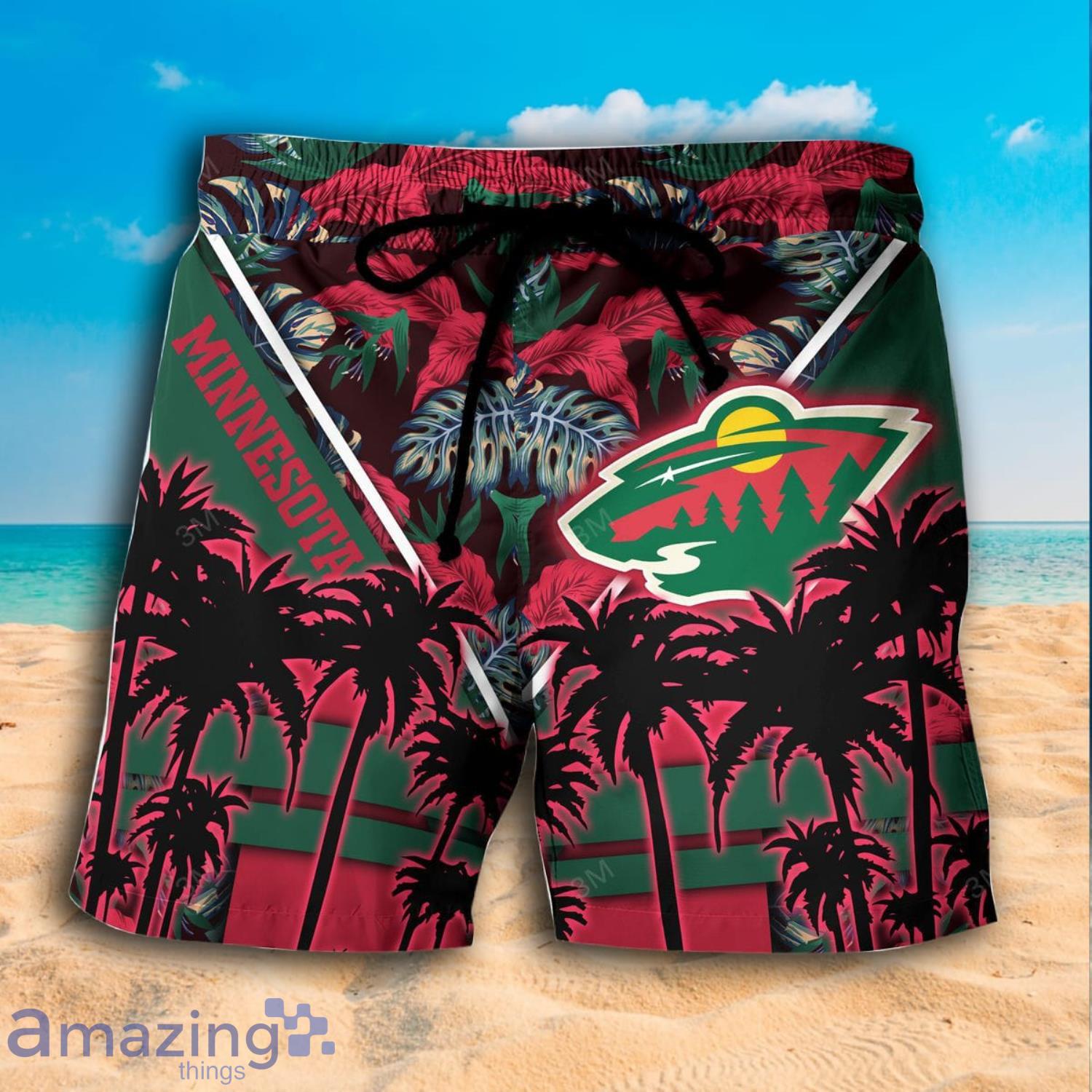 Minnesota Wild NHL Coconut Tree And Tropical Pattern Hawaiian Shirt And Shorts image Minnesota Wild NHL Coconut Tree And Tropical Pattern Hawaiian Shirt And Shorts Product Photo 4