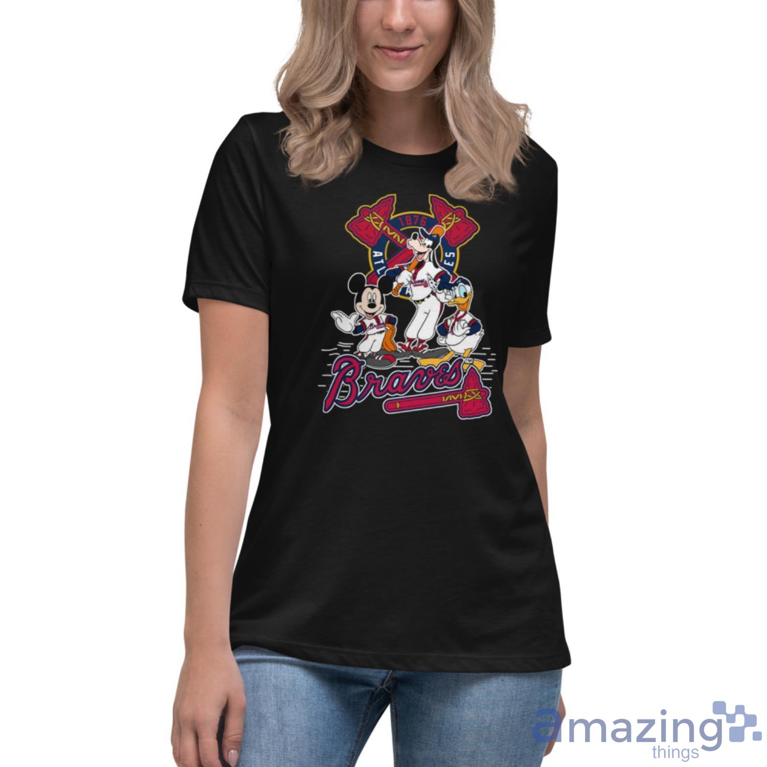 MLB Atlanta Braves Mickey Mouse Donald Duck Goofy Baseball T Shirt Youth T- Shirt