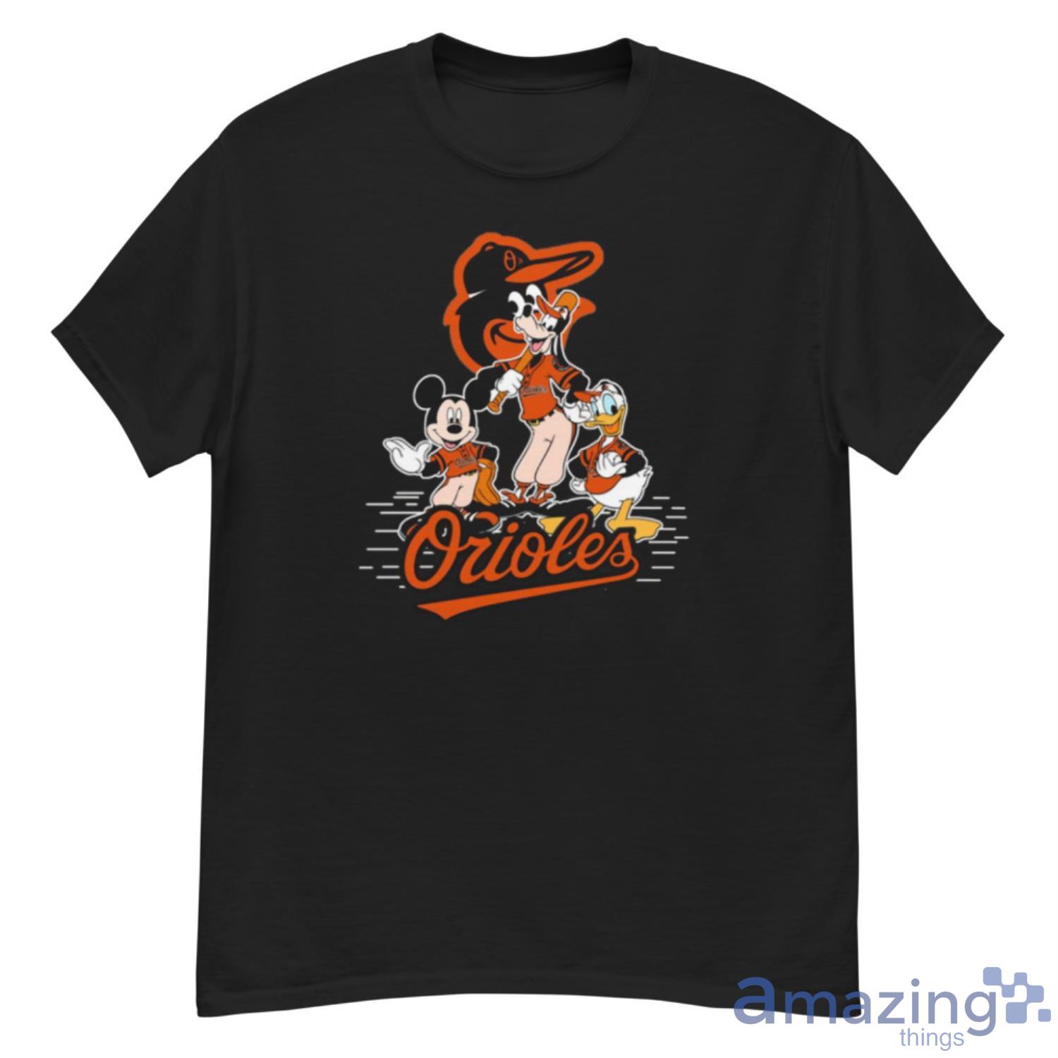 MLB Baltimore Orioles Mickey Mouse Donald Duck Goofy Baseball T