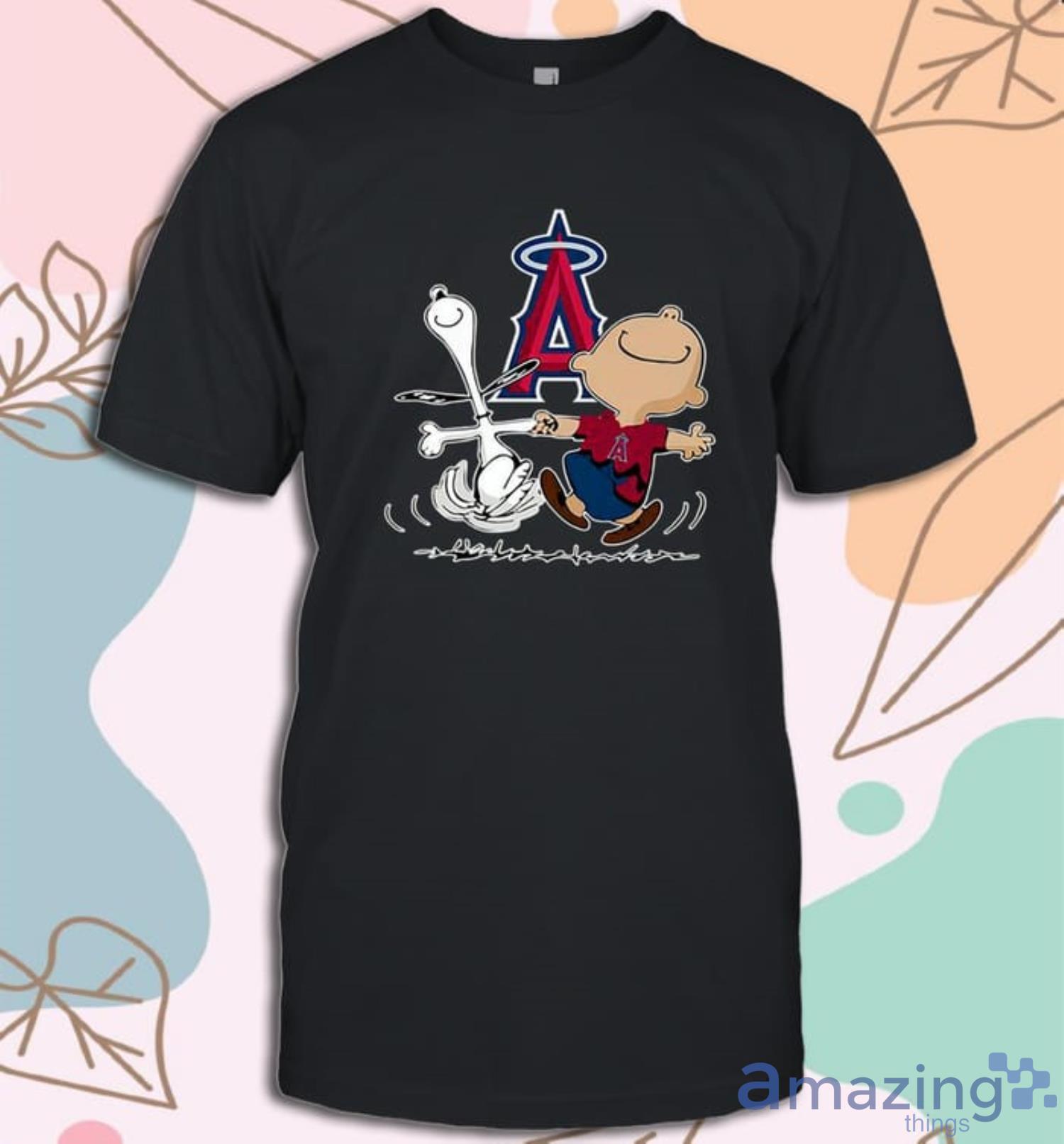 Charlie Brown And Snoopy Playing Baseball Los Angeles Angels Mlb 2023 T- shirt,Sweater, Hoodie, And Long Sleeved, Ladies, Tank Top